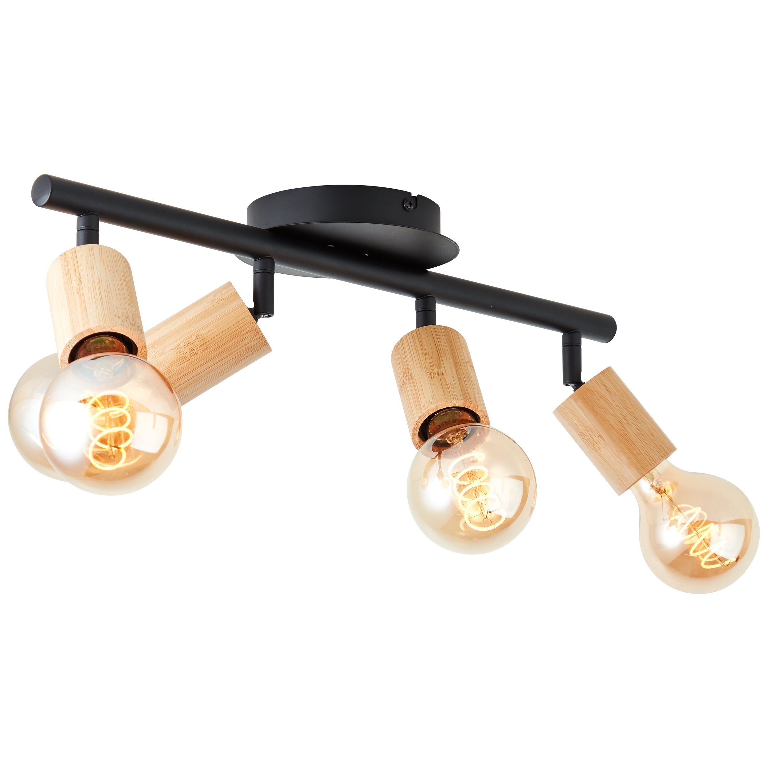 Brilliant Leuchten Plafondspot Tiffany Plafondspot, 12 x 49 x 14 cm, E27, draaibaar, metaal/hout, zwart