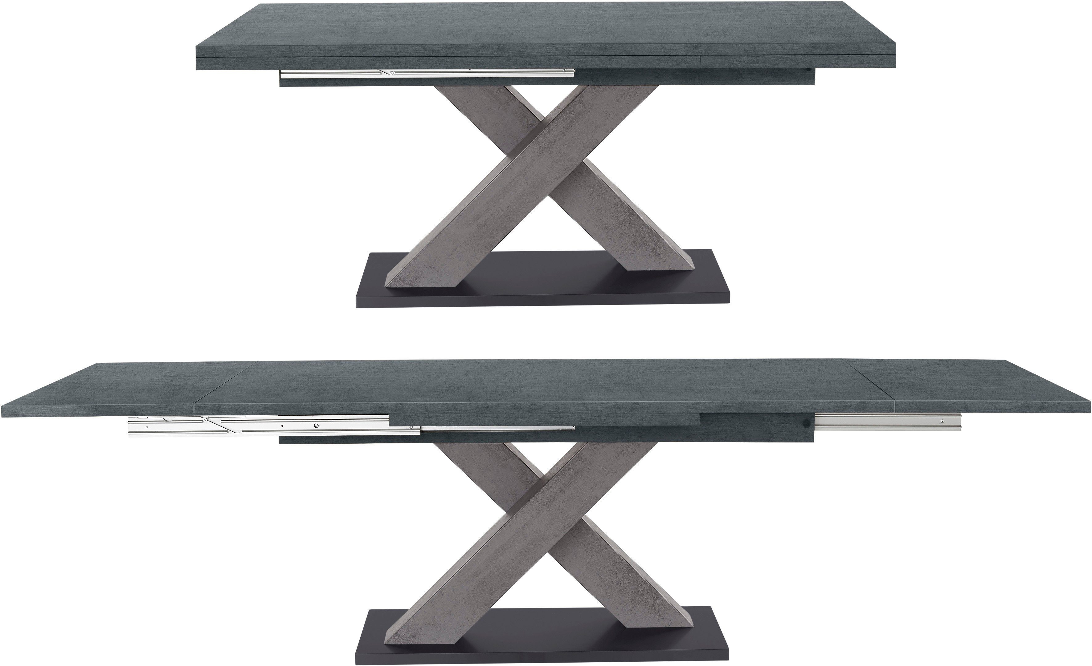 Mäusbacher Eettafel Comfort tafel TOPSELLER! Mäusbacher eettafel met X-frame en voetplaat. Breedte 180-280