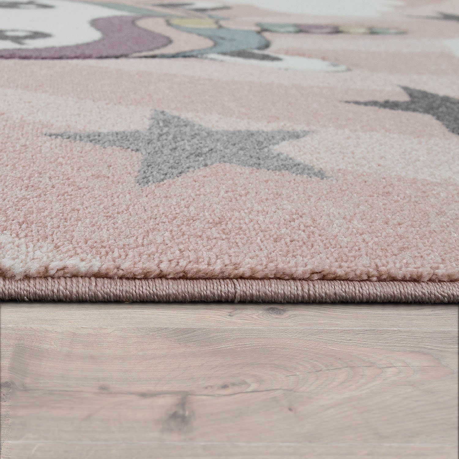 Paco Home Kindervloerkleed Cosmo 395 3d-design, schattige eenhoorn motief, pastelkleuren, kinderkamer