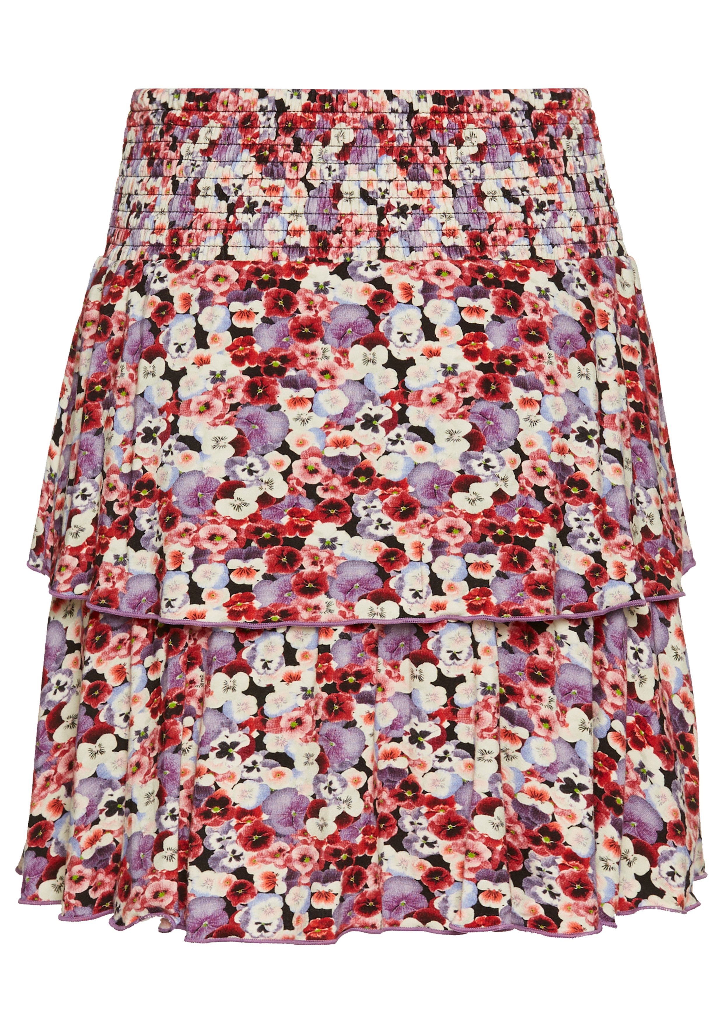 Laura Scott Jerseyrok in trapvorm met zomerse bloemenprint