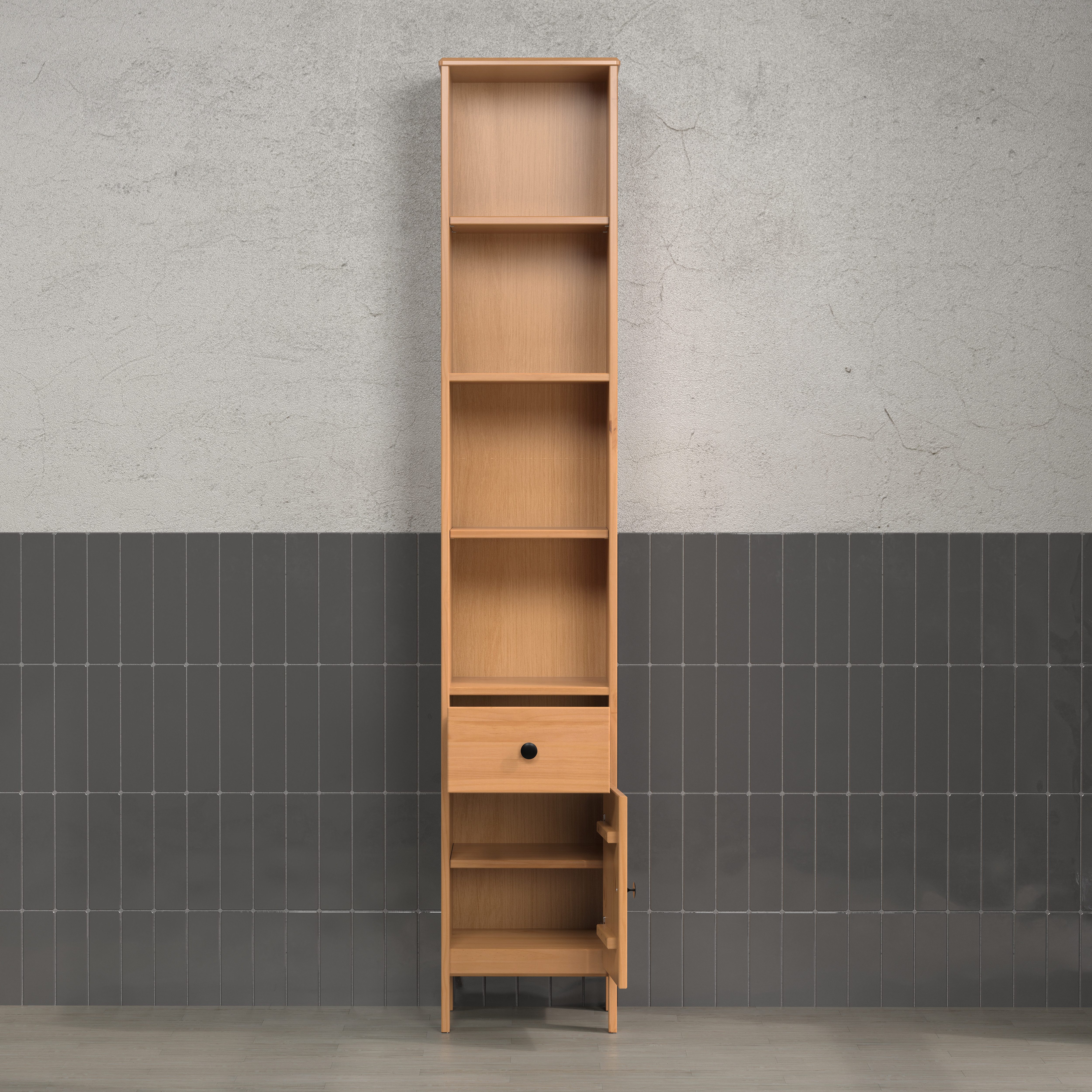welltime Hoge kast Kall Badkast van massief grenenhout met lade - (B/D/H) 35/33/188 cm (1 stuk)