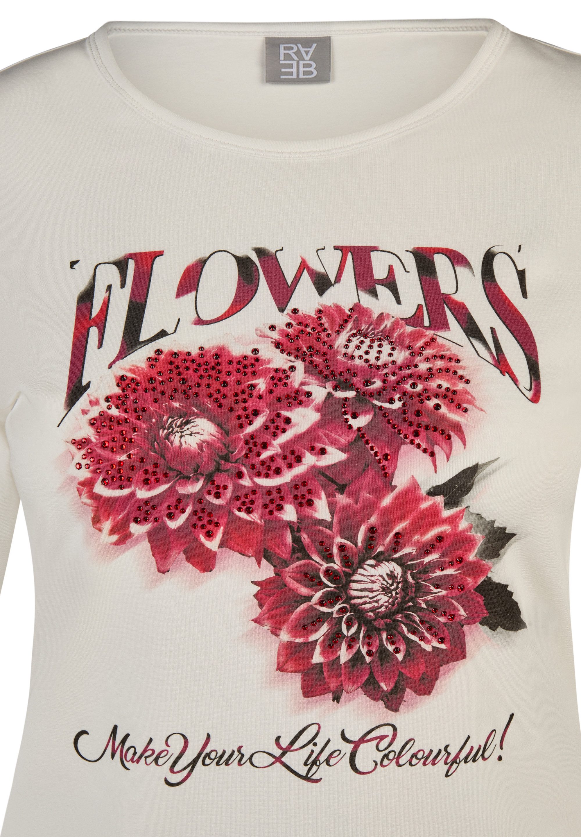 Rabe Shirt met 3/4 mouwen met print en glinstersteentjes