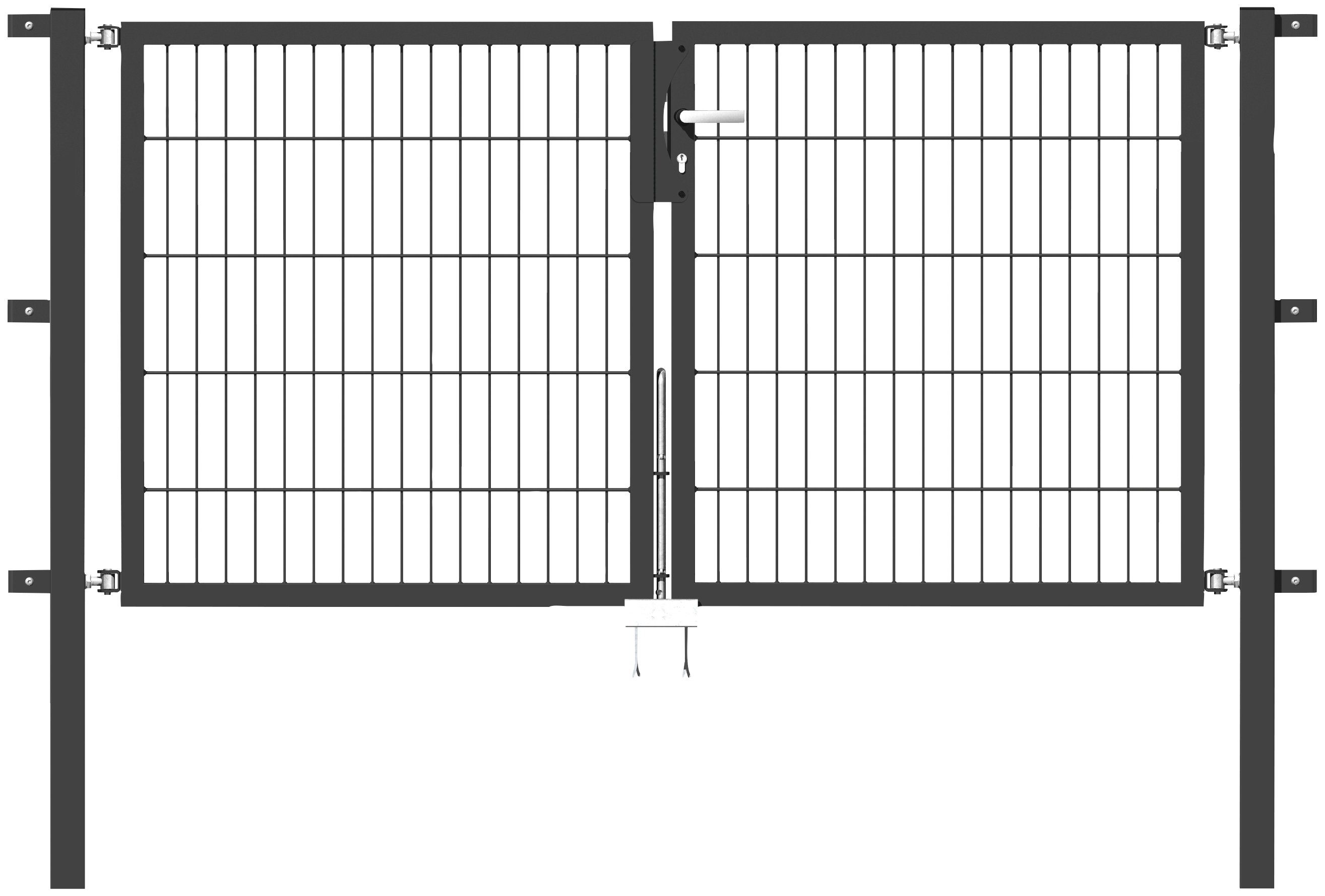 GAH Alberts Deur met dubbel hek Flexo 200 cm breedte, in verschillende hoogten hekken maat 200 cm x 100 cm grijs