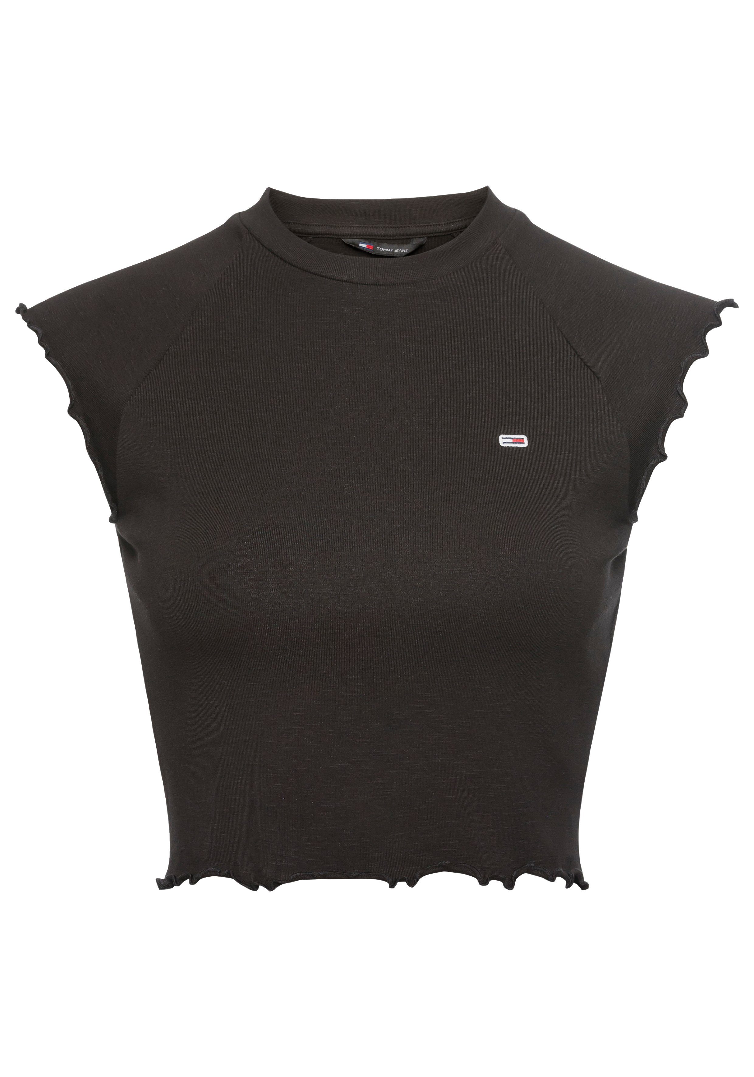 TOMMY JEANS T-shirt TJW SLIM CRP BABYLOCK RIB TEE met geschulpte manchetten & zoom
