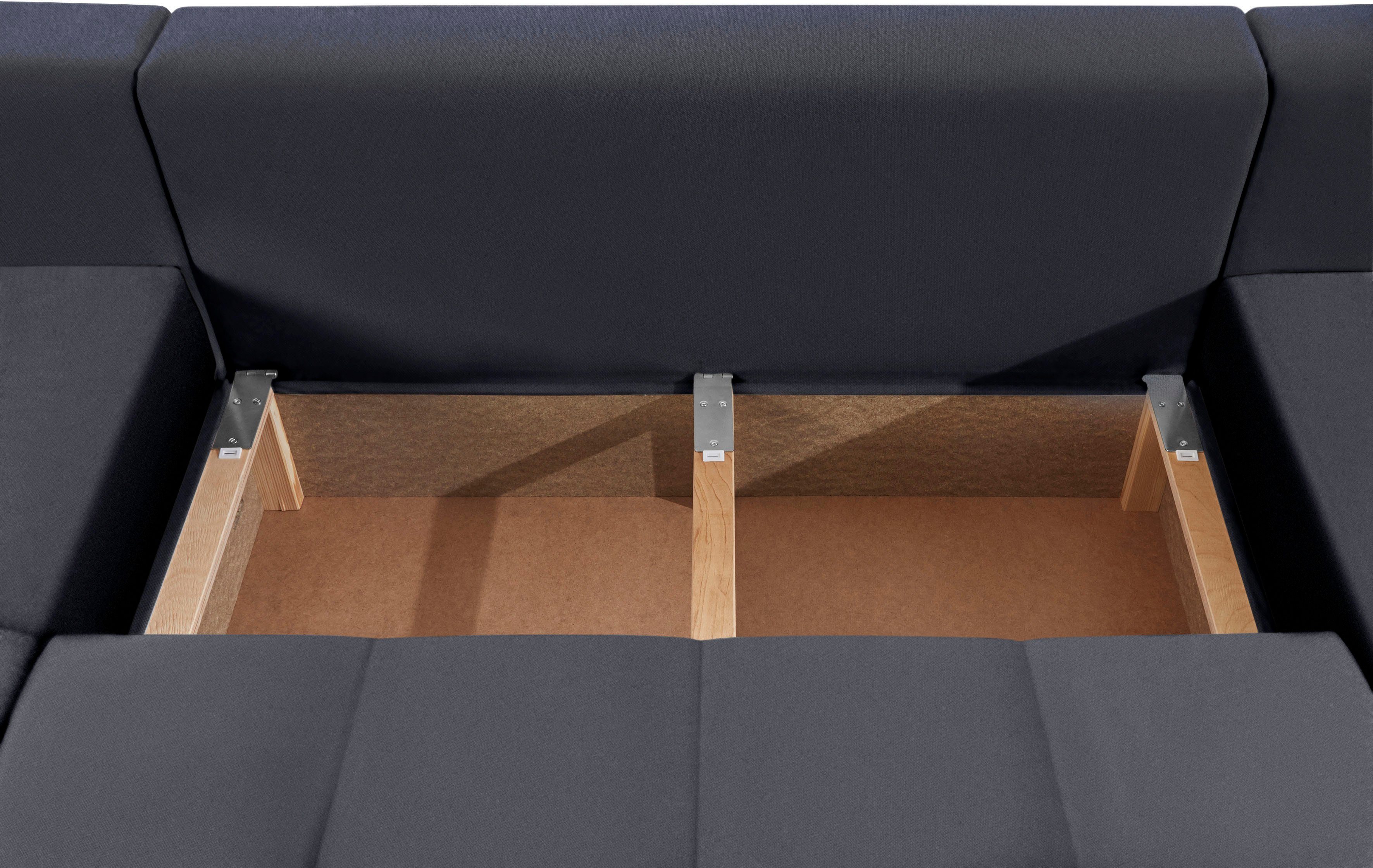 COLLECTION AB Zithoek XL-Josy U-vorm, breedte 313 cm, platweefsel, structuur, kunstleer