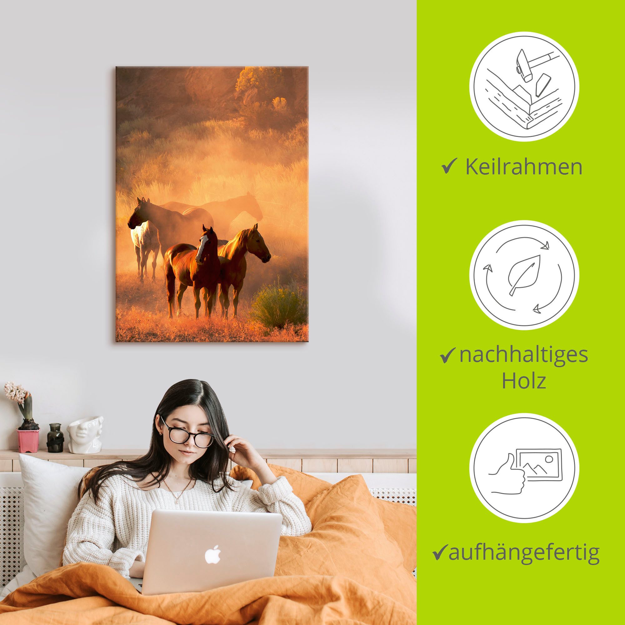 Artland Artprint op linnen Vreedzame verzameling - paarden