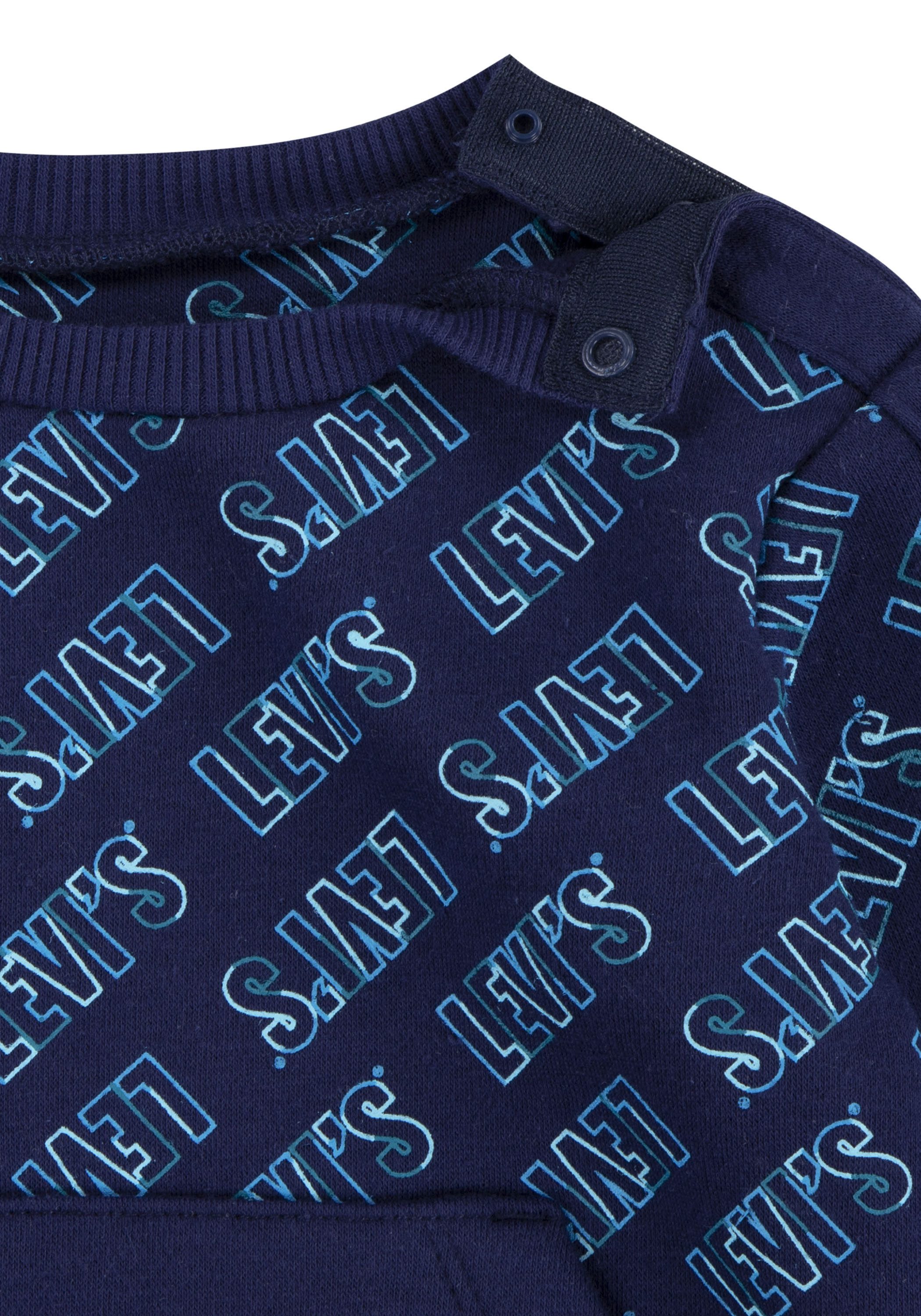 Levi's Kidswear Shirt met lange mouwen en broek met all-over logoprint (2-delig)