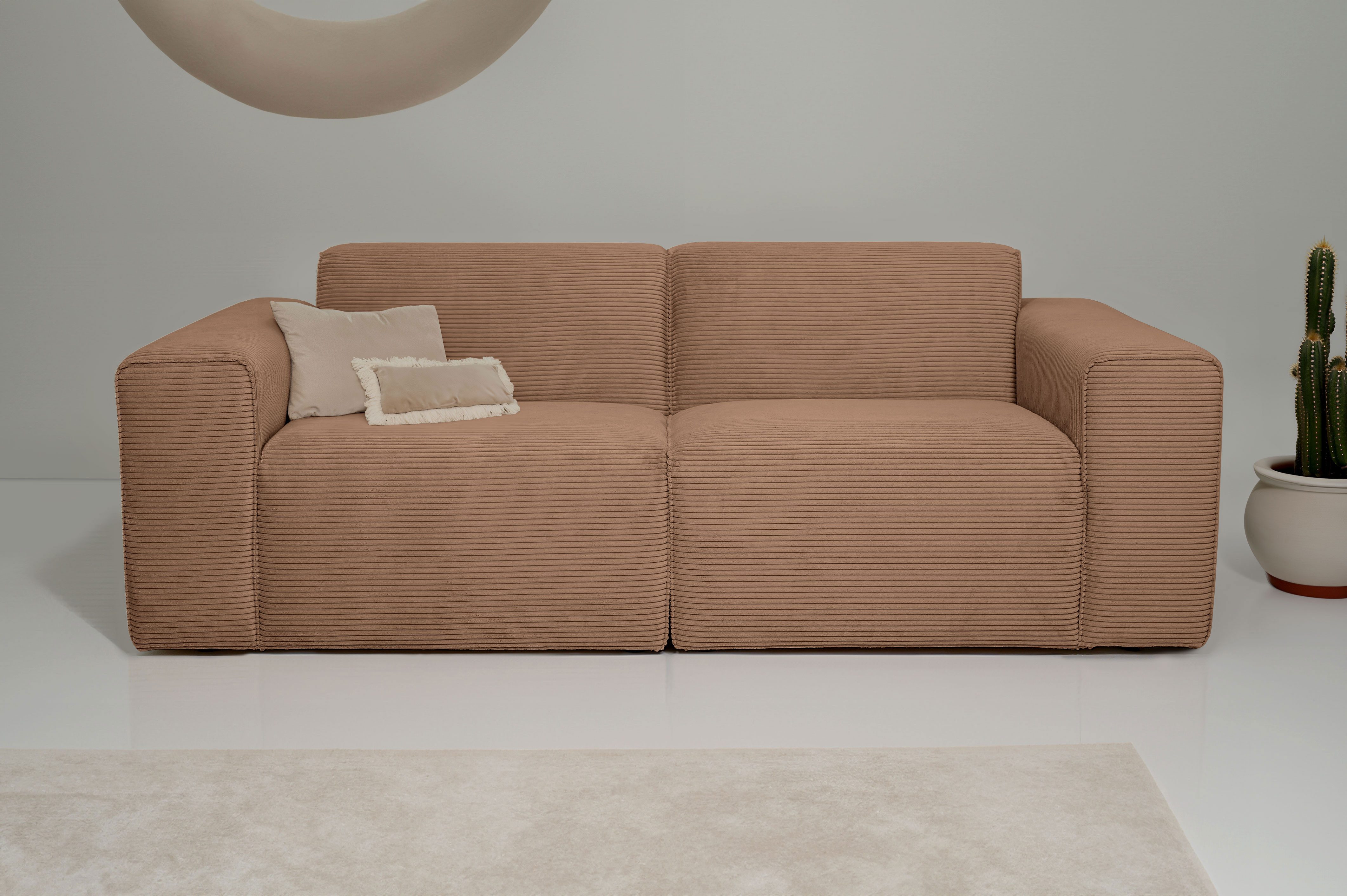 INOSIGN 2-zitsbank Clayton in een trendy ribfluwelen bekleding, diverse combinaties mogelijk bruin, 2-zitsbanken, 202 cm