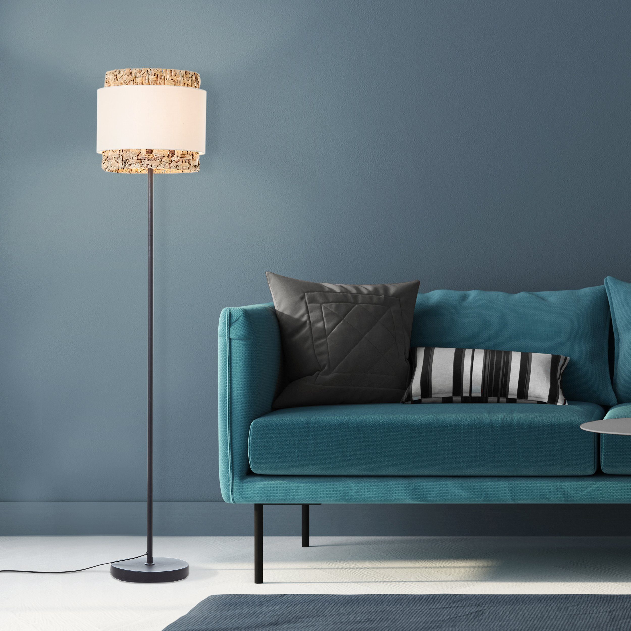 Brilliant Leuchten Staande lamp Waterlilly Ø 35 cm, E27, metaal/textiel/waterhyacint