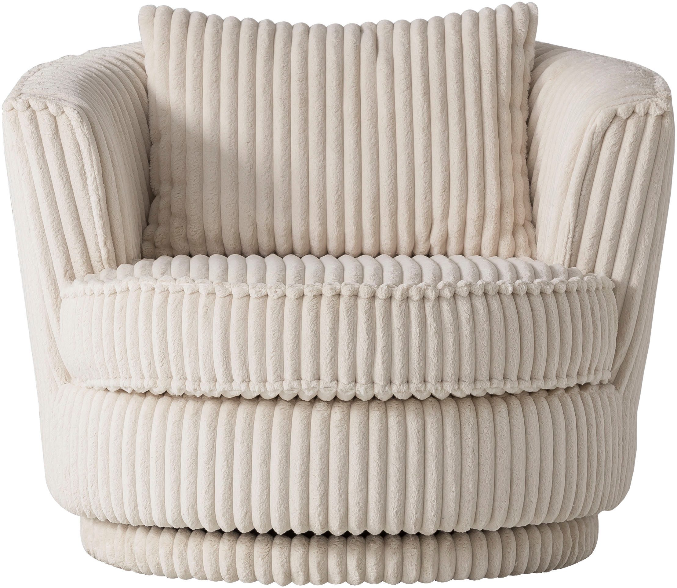 Leonique Draaibare fauteuil MAISIE, leesfauteuil, love seat, trendige stoffen mega cord en geweven velours, 360 graden draaibaar