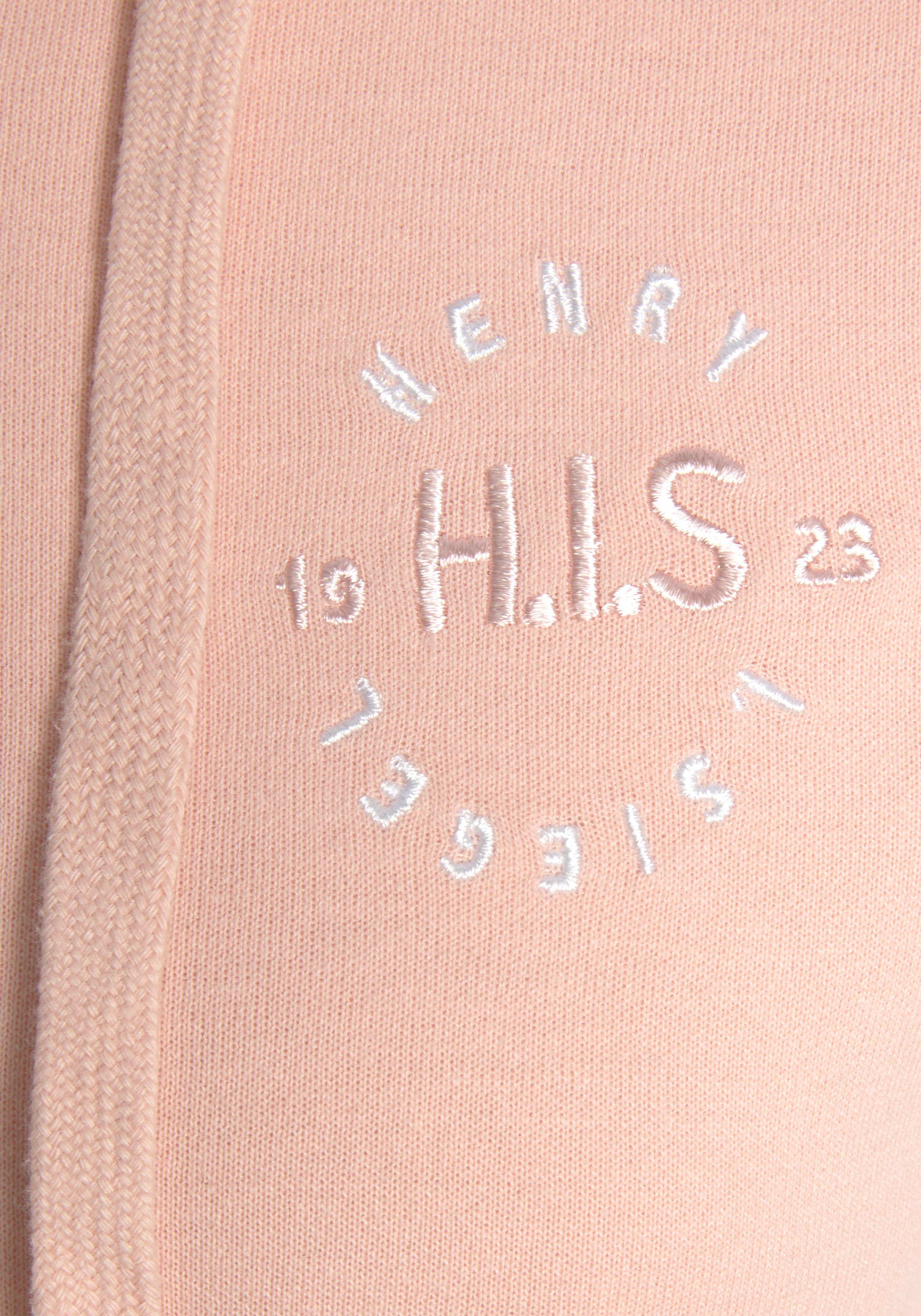 H.I.S Capuchonsweatvest met zijpiping en kleine merkborduurwerk, loungepak