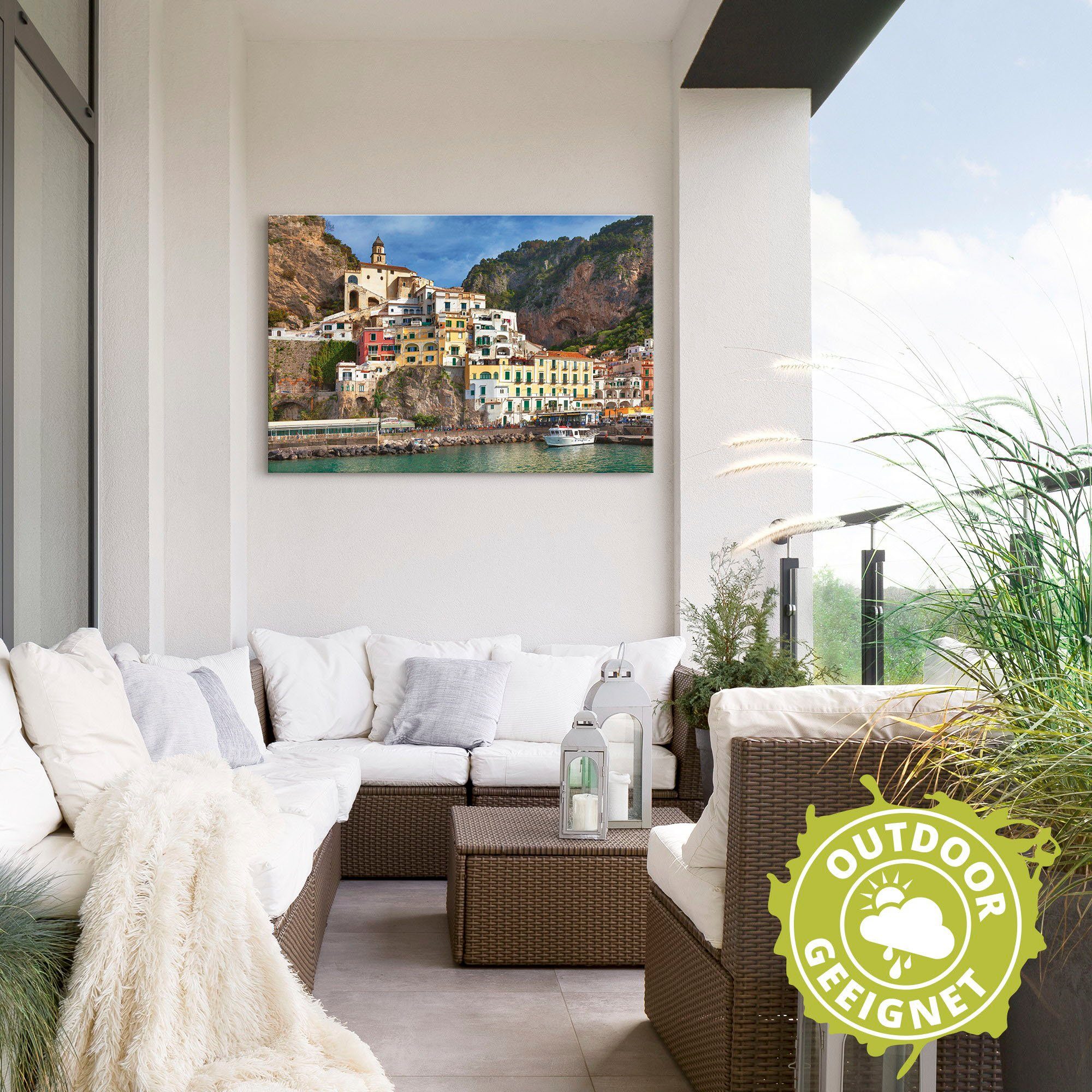 Artland Artprint Haven van Amalfi aan de Amalfikust als artprint van aluminium, artprint voor buiten, artprint op linnen, poster in verschillende maten. maten