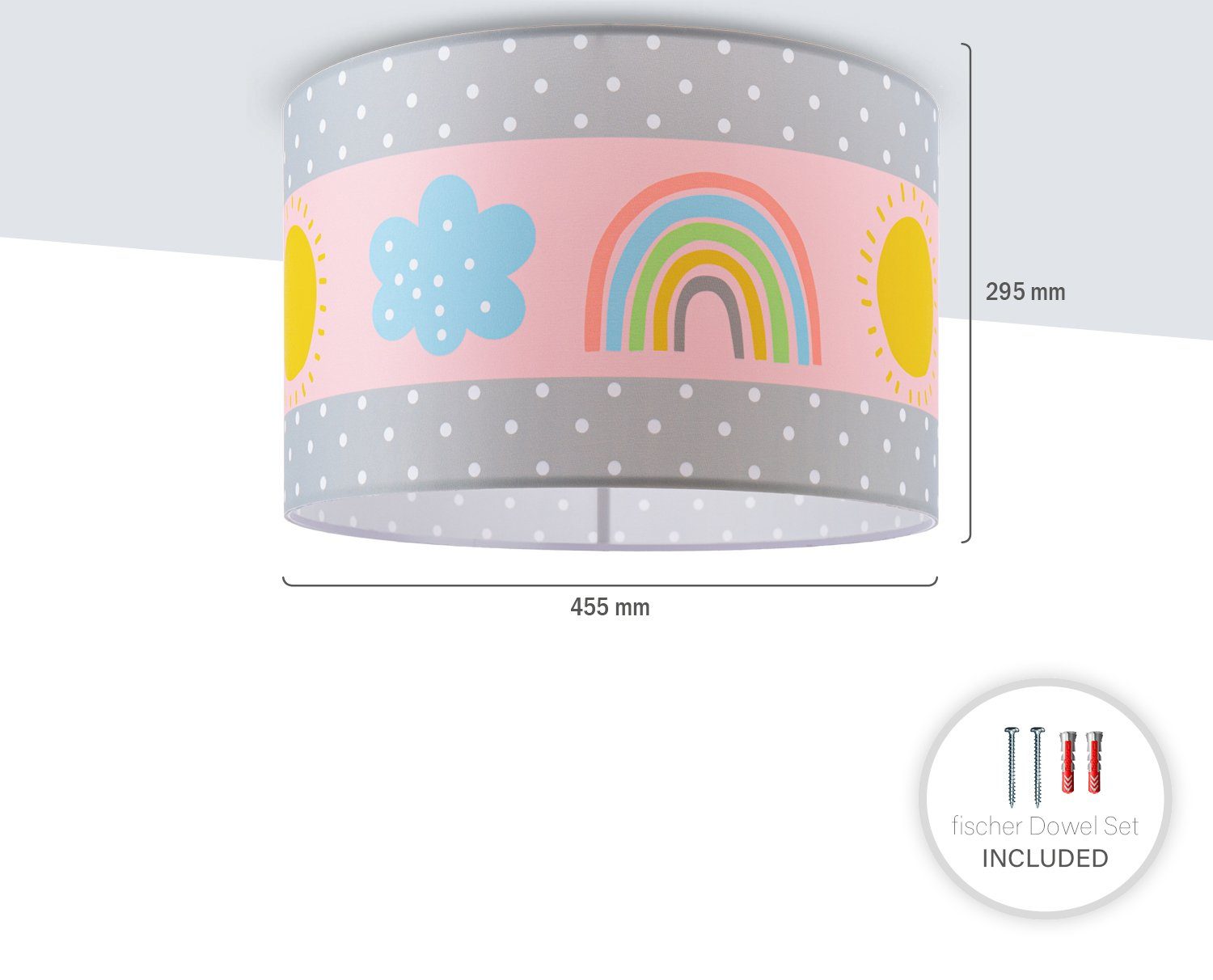 Paco Home Plafondlamp Cosmo 962 Lamp kinderkamer plafondlamp regenboog zon roze grijs wit E27