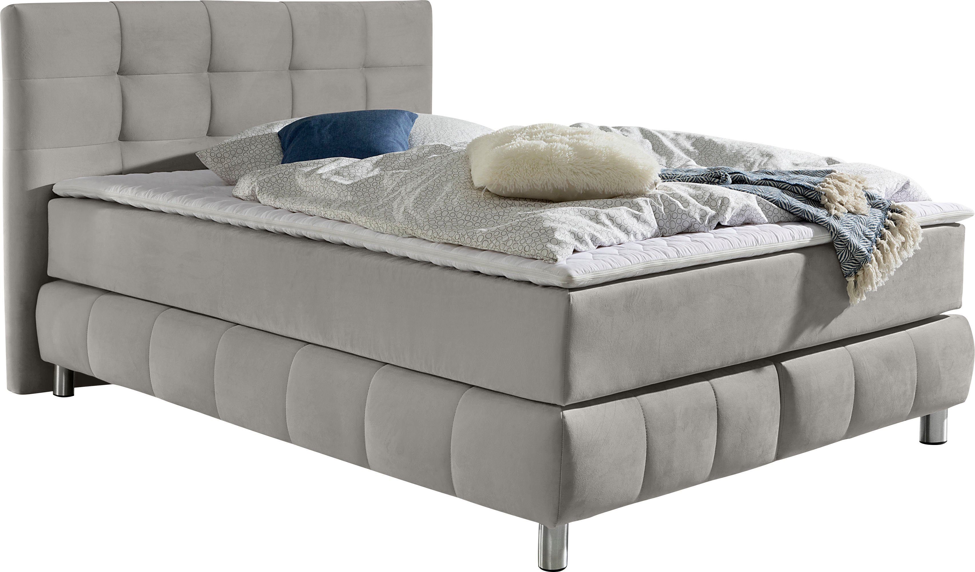 andas Boxspring Salo XXL in fluwelige look of structuurstof, 6 breedten in extra lang 220 cm, 4 hardheden