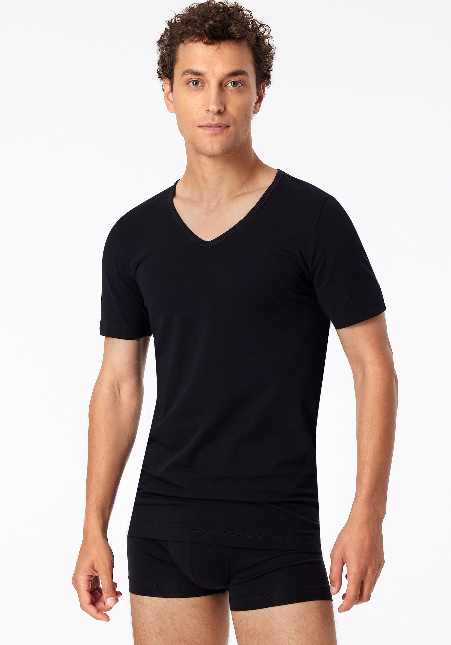 Schiesser Shirt met V-hals "95/5" met een diepe v-hals (Set van 2)
