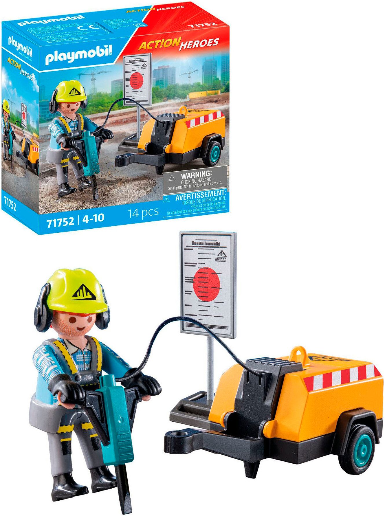Playmobil® Constructie-speelset Bauarbeiter mit Meißel (71752), Playmobil Action Heroes (14-delig)