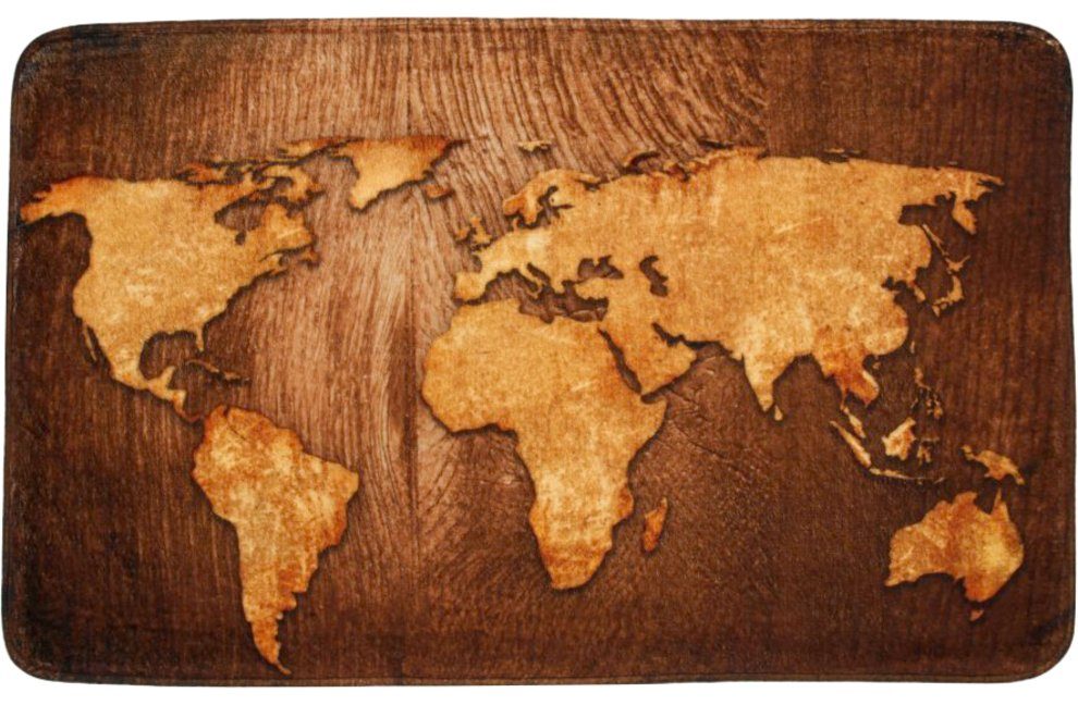 Sanilo Set badkameraccessoires World Map bestaand uit toiletzitting, badmat en wastafelplug (complete set, 3-delig)