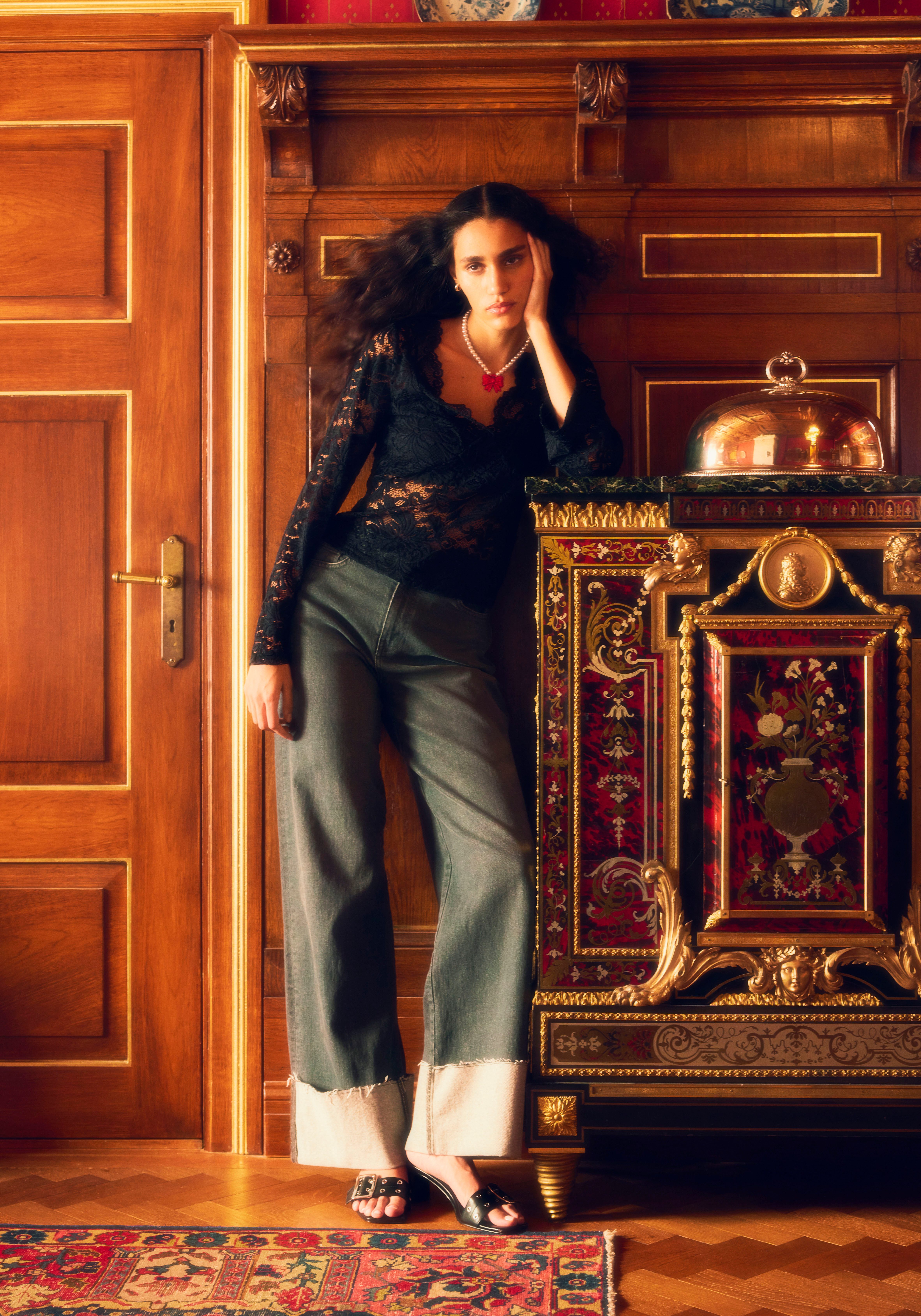 pieces Shirt met lange mouwen PCHAZEL LS LACE TOP NOOS