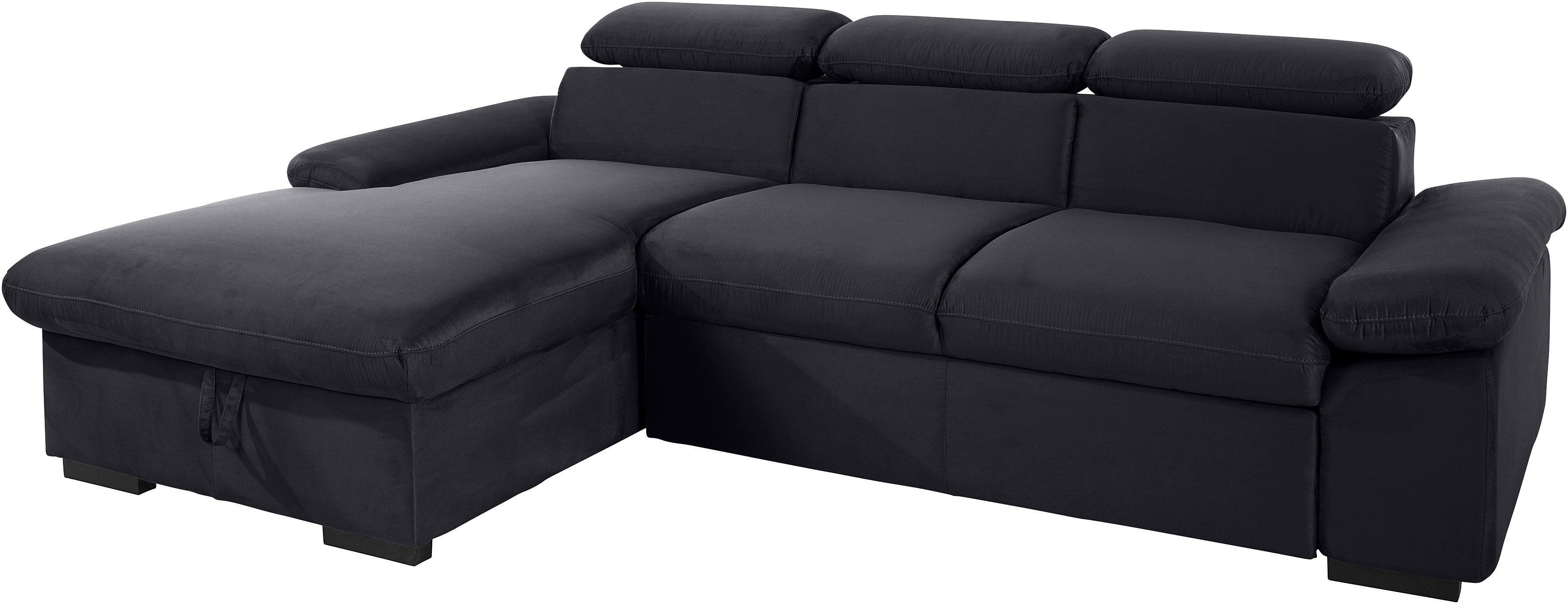 COTTA Hoekbank Lola L-vorm met hoofdeinde-functie & poef keuze met bedfunctie, bedlade & armleuningverstelling (set)
