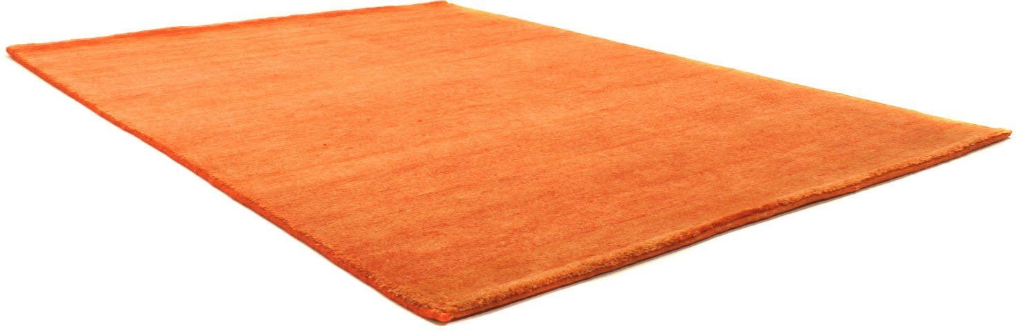 morgenland Wollen kleed GABBEH FEIN FLOWY zuiver scheerwol, uni, woonkamer wollen vloerkleden oranje