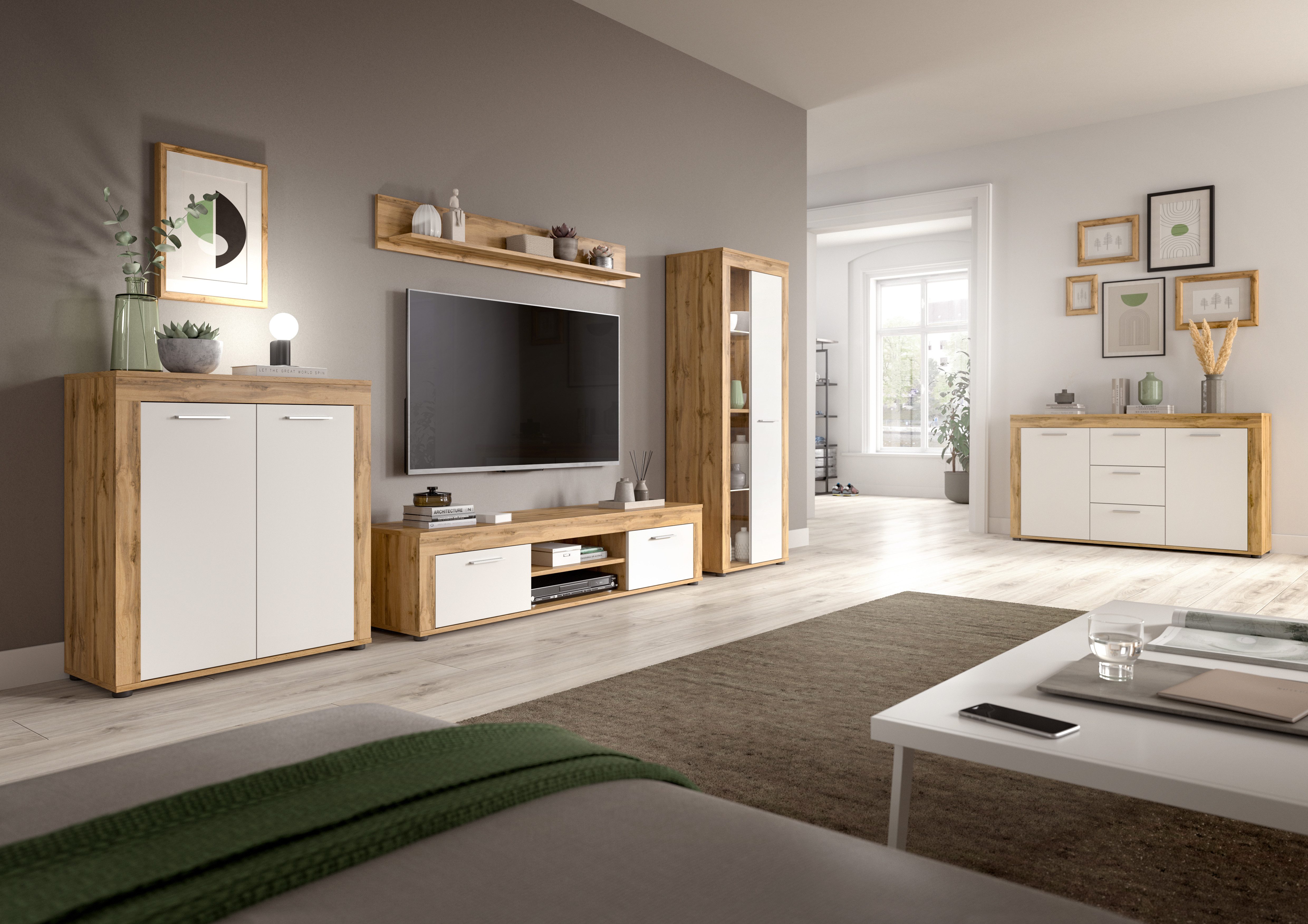 INOSIGN Vitrinekast Aosta, hoogte 159 cm, in verschillende kleuruitvoeringen 1 deur, 3 legplanken, 4 vakken, woonkamer, staande vitrine, glazen vitrine
