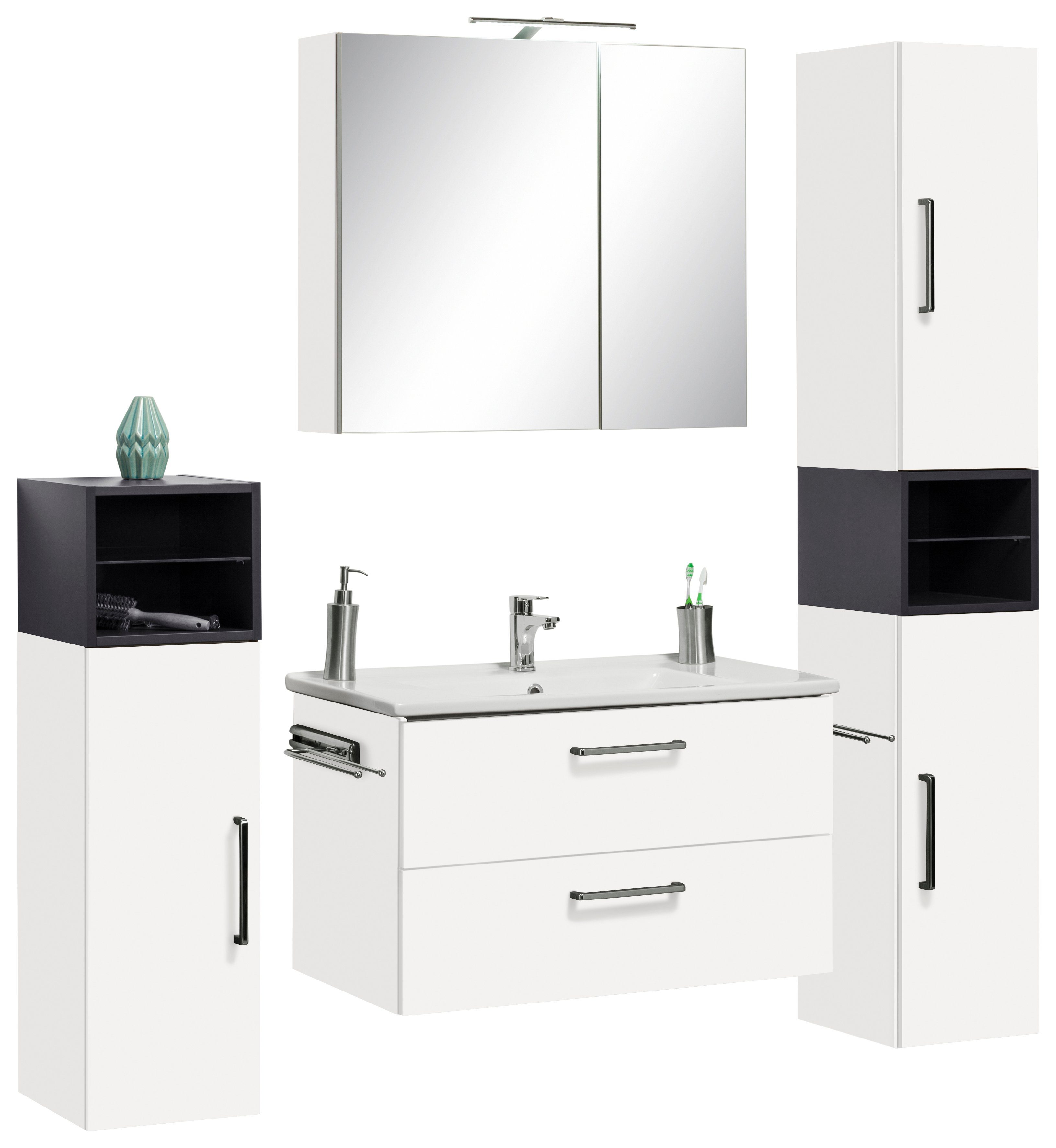 OPTIFIT Badkamerserie Napoli met contrastkleurige kastelement en soft-closefunctie (set) badmeubelsets wit