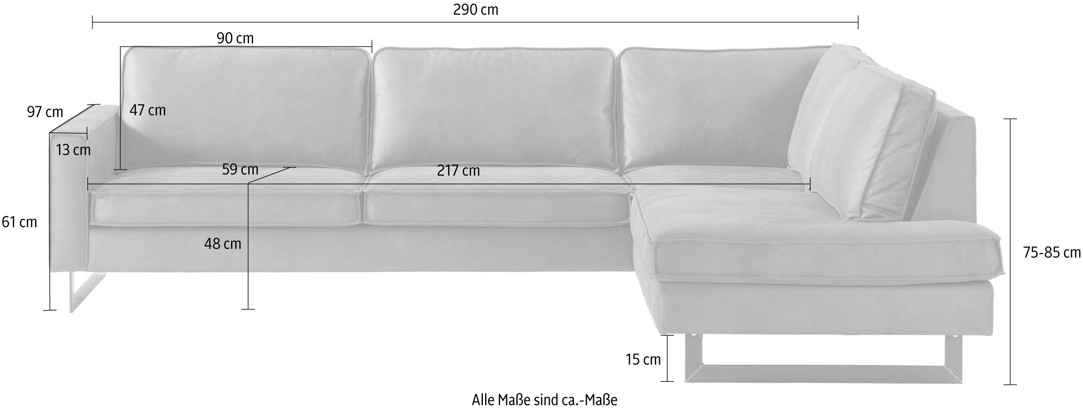 Places of Style Hoekbank Pinto, 290 cm, cord, chenille, leerlook, ottomane links/rechts