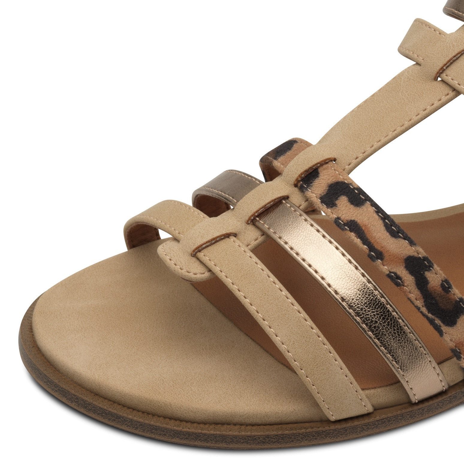 Tamaris Sandalen , sandalette, zomerschoen met afwerking in leeuwen- en metalliclook