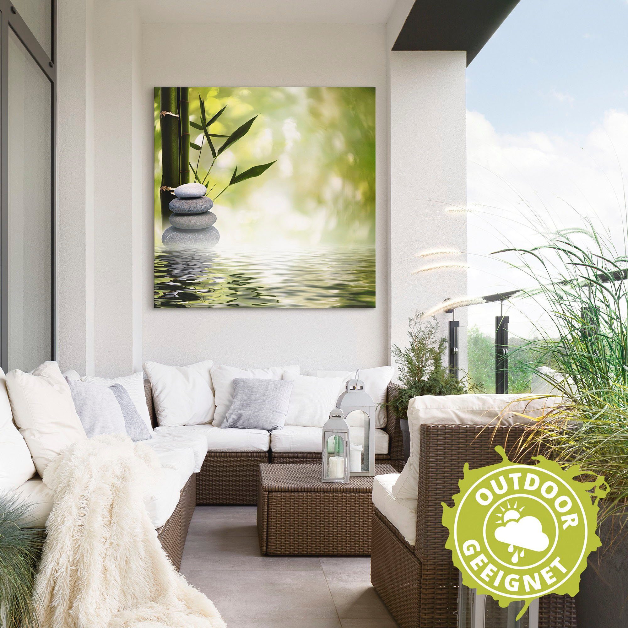 Artland Artprint Aziatische spa stenen als artprint van aluminium, artprint voor buiten, artprint op linnen, poster, muursticker