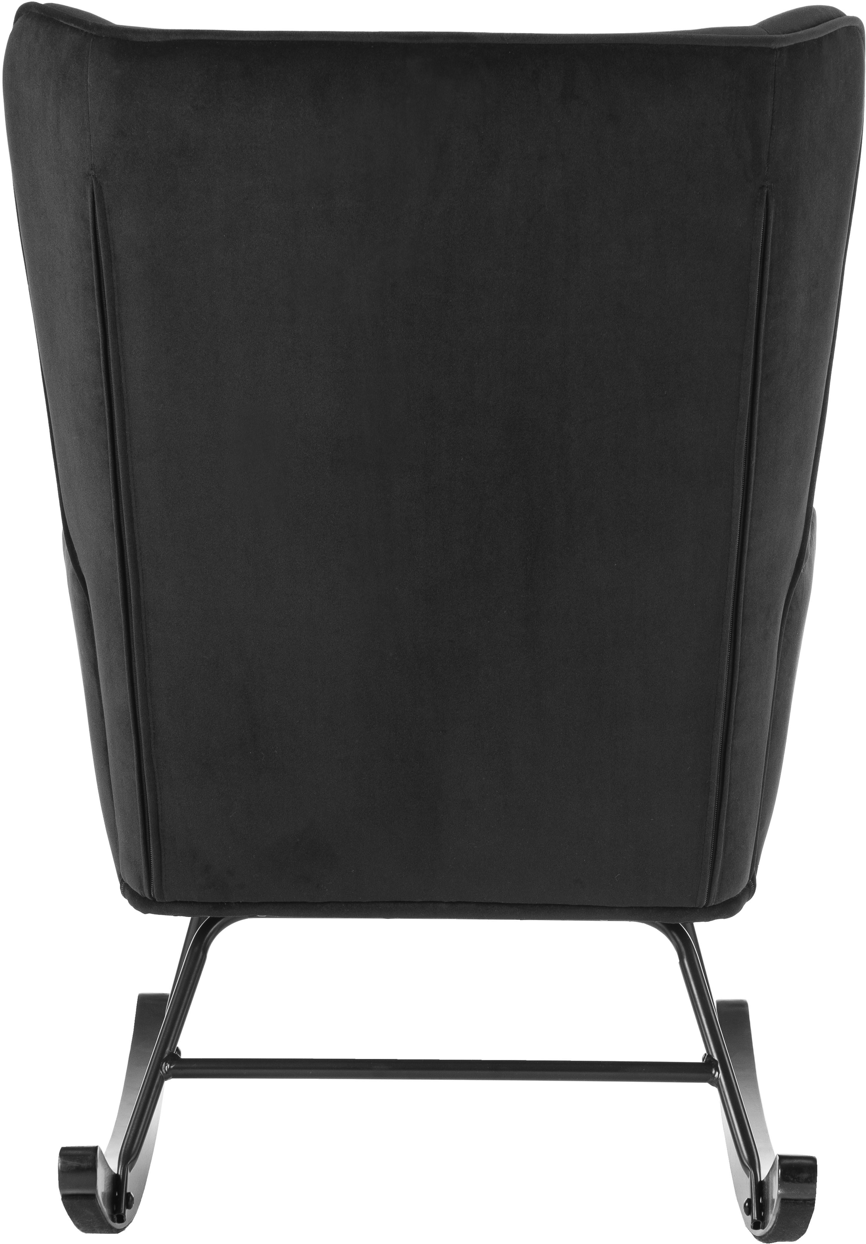 Kayoom Schommelstoel Melorie 125, metalen frame met houten slede Schommelstoel, decoratieve knopen, metalen frame met houten slede (1 stuk)