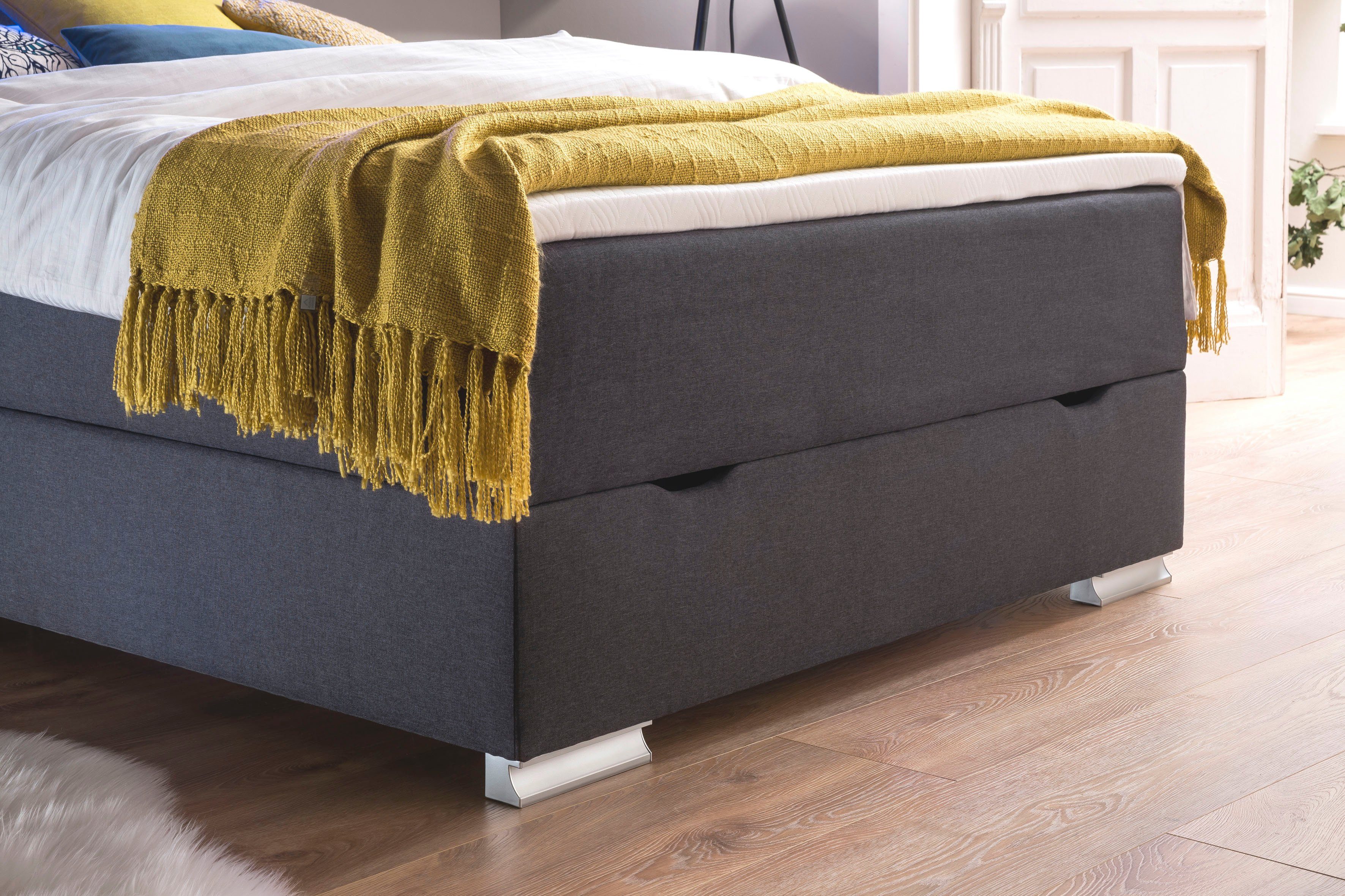 meise.möbel Boxspring Las Vegas Voeten en hoofdbord met ledverlichting, met bedkist en topmatras