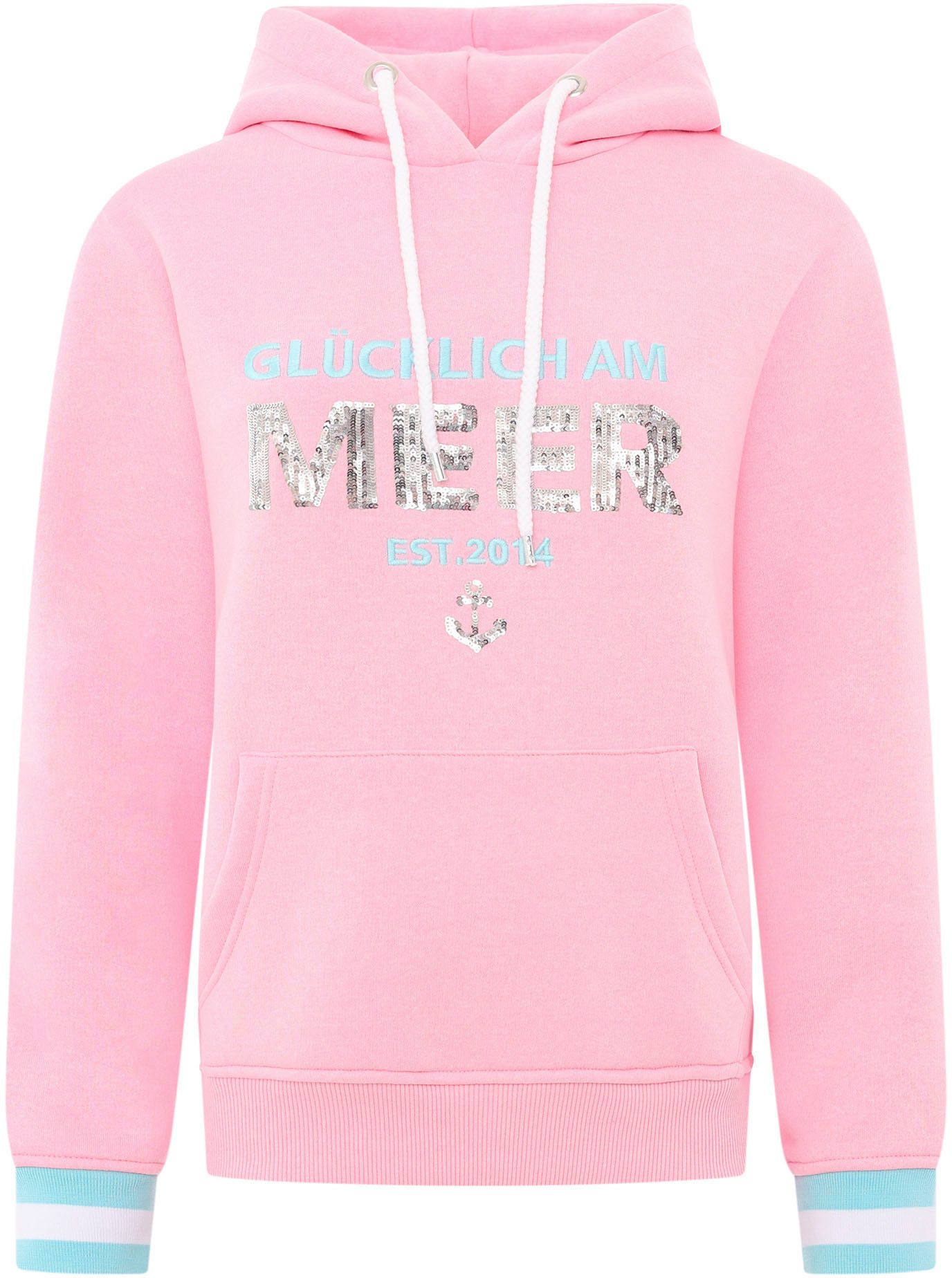Zwillingsherz Hoodie met pailletten, capuchon en contrasterende boorden