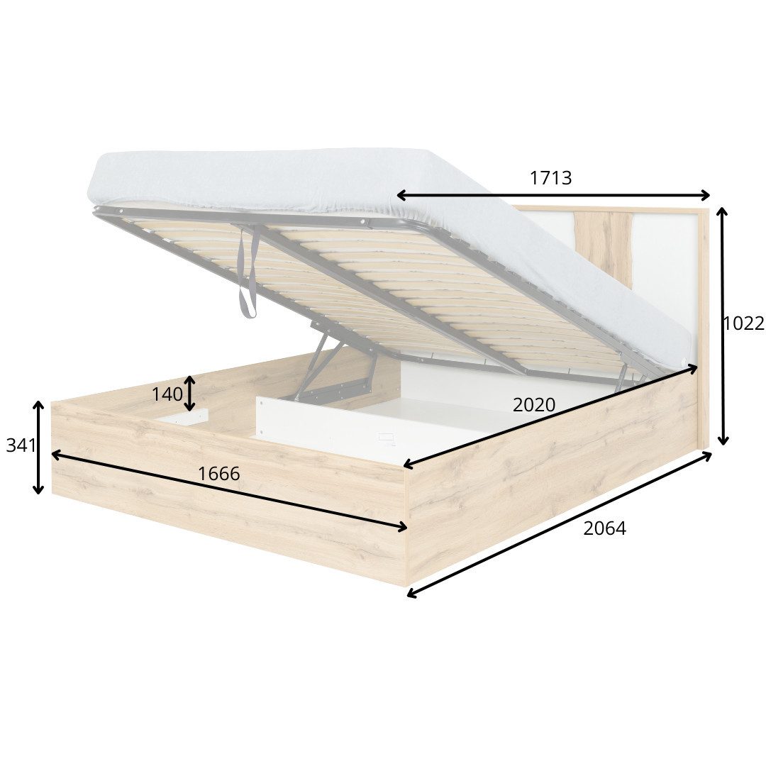 INOSIGN Bed Fabella zonder matras (slaapoppervlak 180x200 cm) Bed met opbergruimte en LED-verlichting, BxDxH 191,3x206,4x102,2 cm