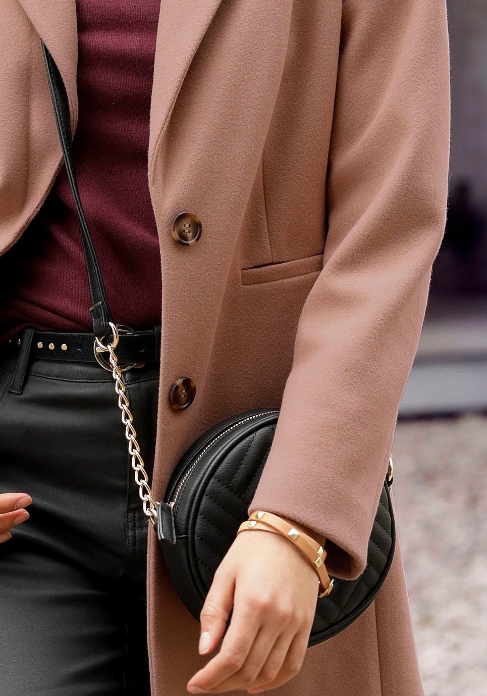 Lascana Schoudertas kleine ronde handtas, minibag vegan