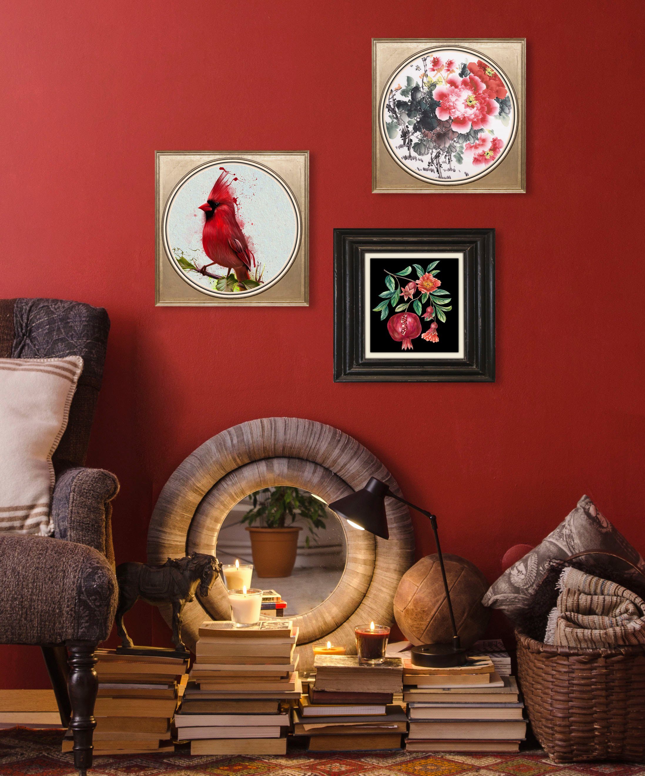 queence Artprint op linnen Granaatappel Premium canvasstof, handgemaakt in Duitsland, 40x40cm