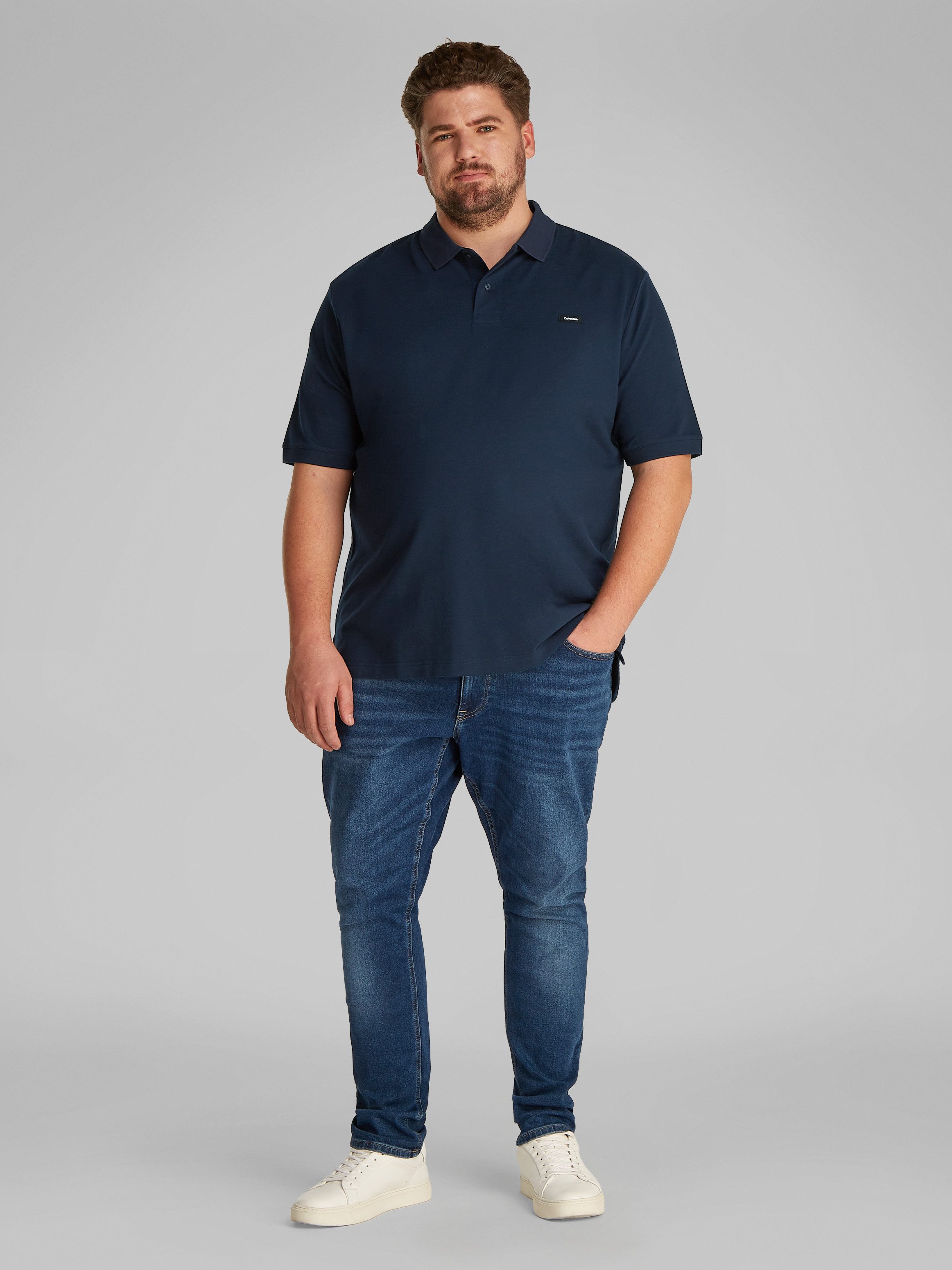Calvin Klein Poloshirt BT_STRETCH PIQUE SLIM POLO in grote maten met polo-kraag