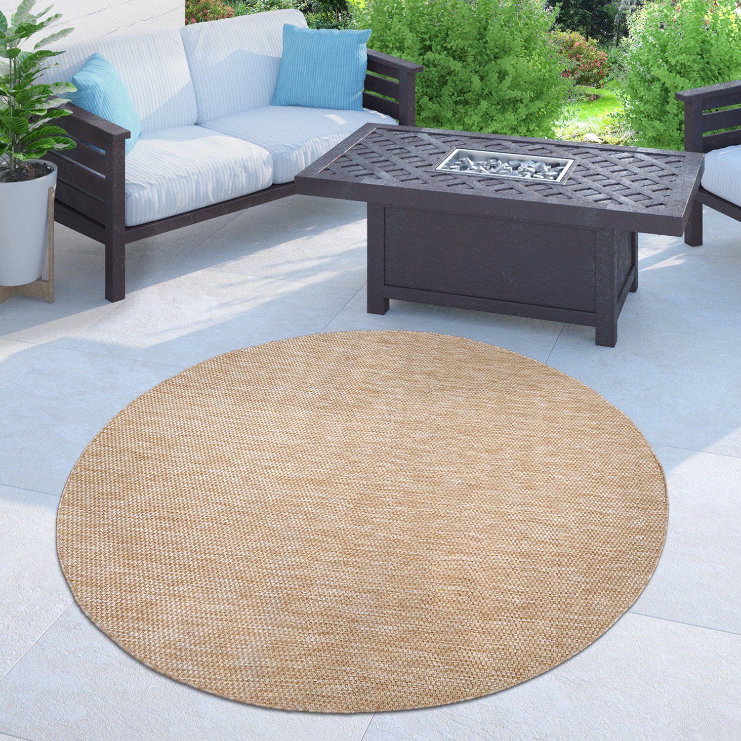 Bruno Banani Vloerkleed Venezia Platweefsel, sisal-look, mêlee, uv-bestendig, geschikt voor buiten
