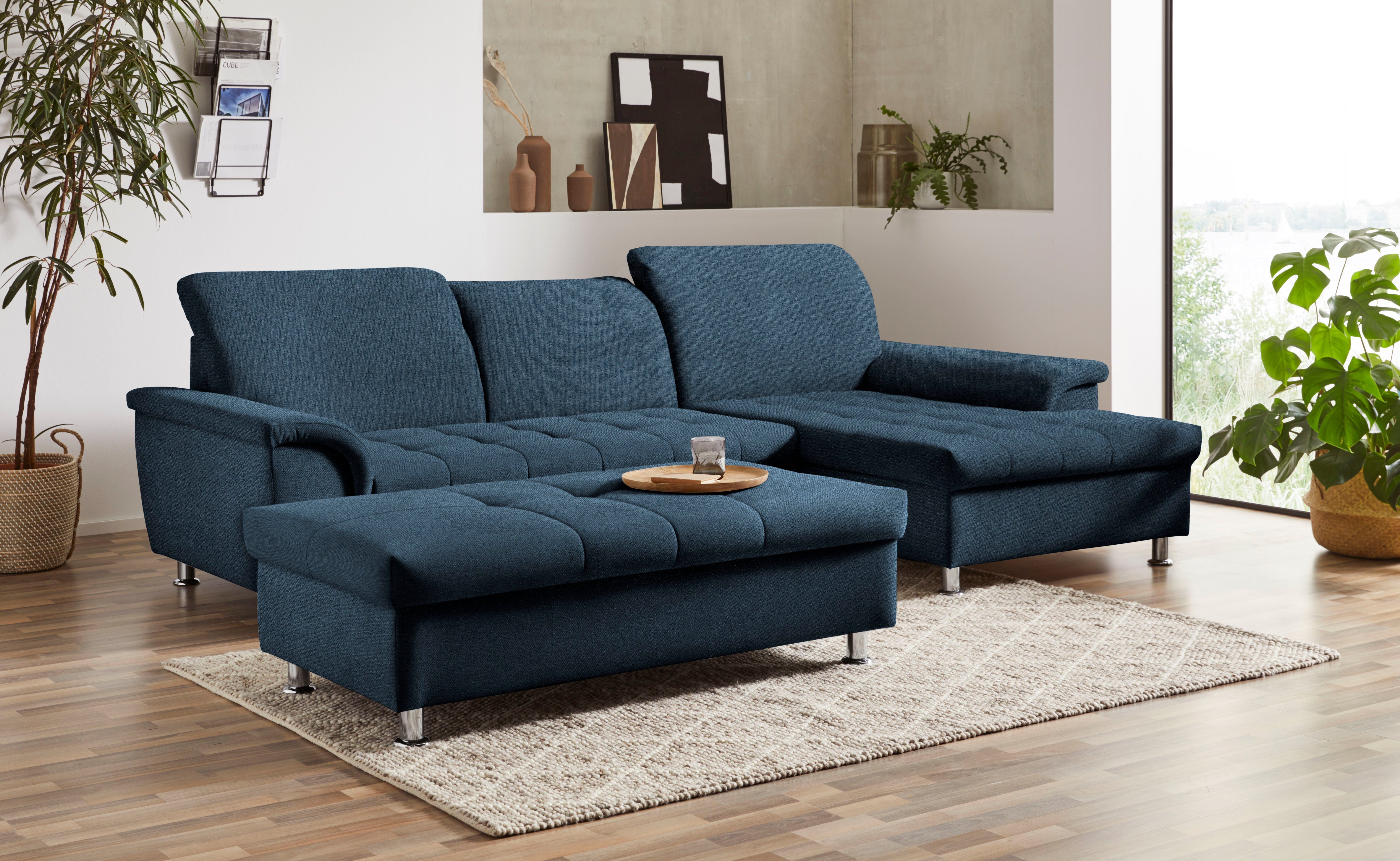 DOMO collection Hoekbank Franzi, zeitlos und elegant, moderne Sitzheftung, L-Form naar keuze met verstelbare hoofdsteun (dan diepte: 170 cm)