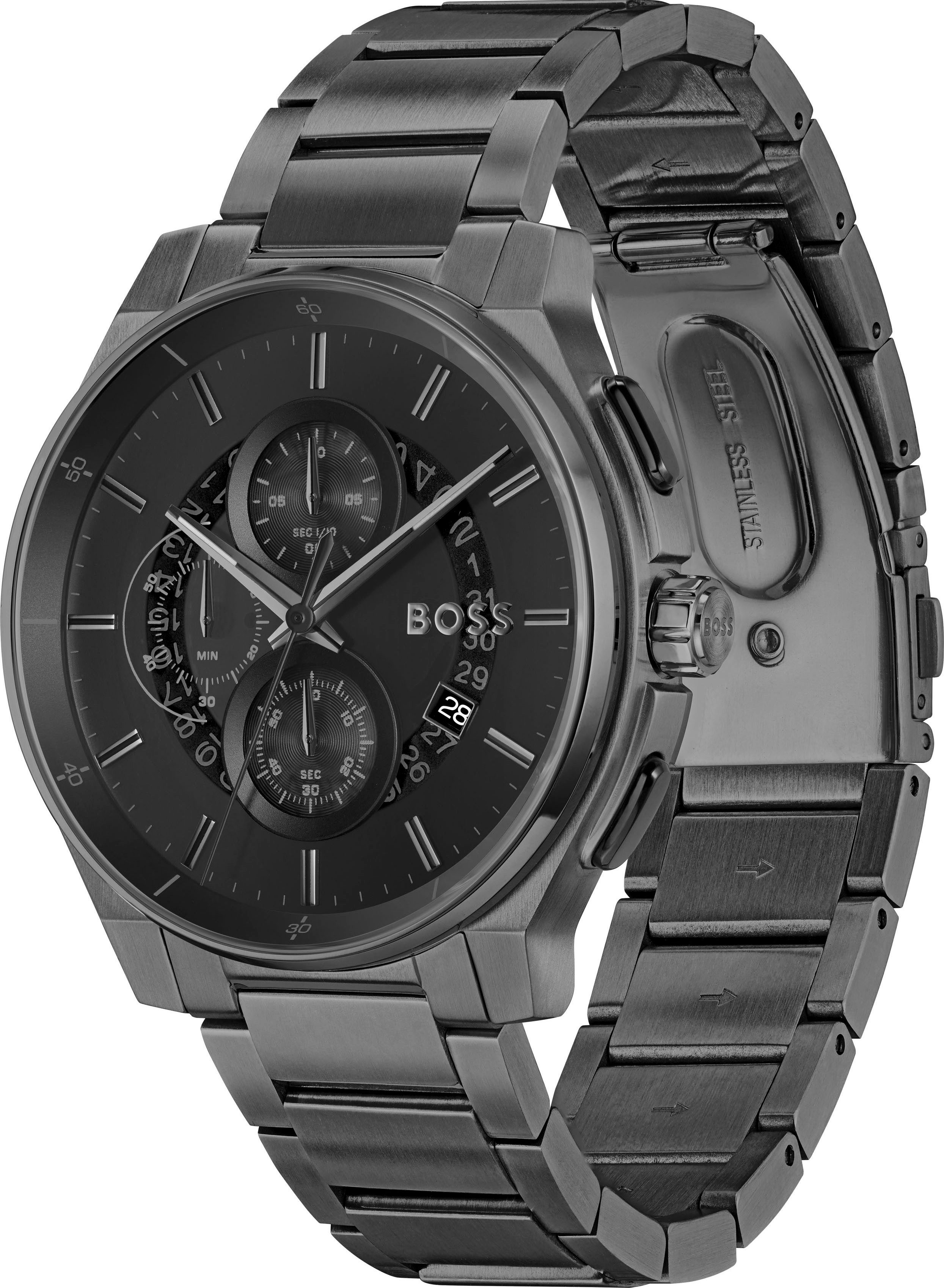Boss Chronograaf PEAK 2.0 Quartzhorloge, horloge, herrenuur, roestvrijstalen band, analoog, dag