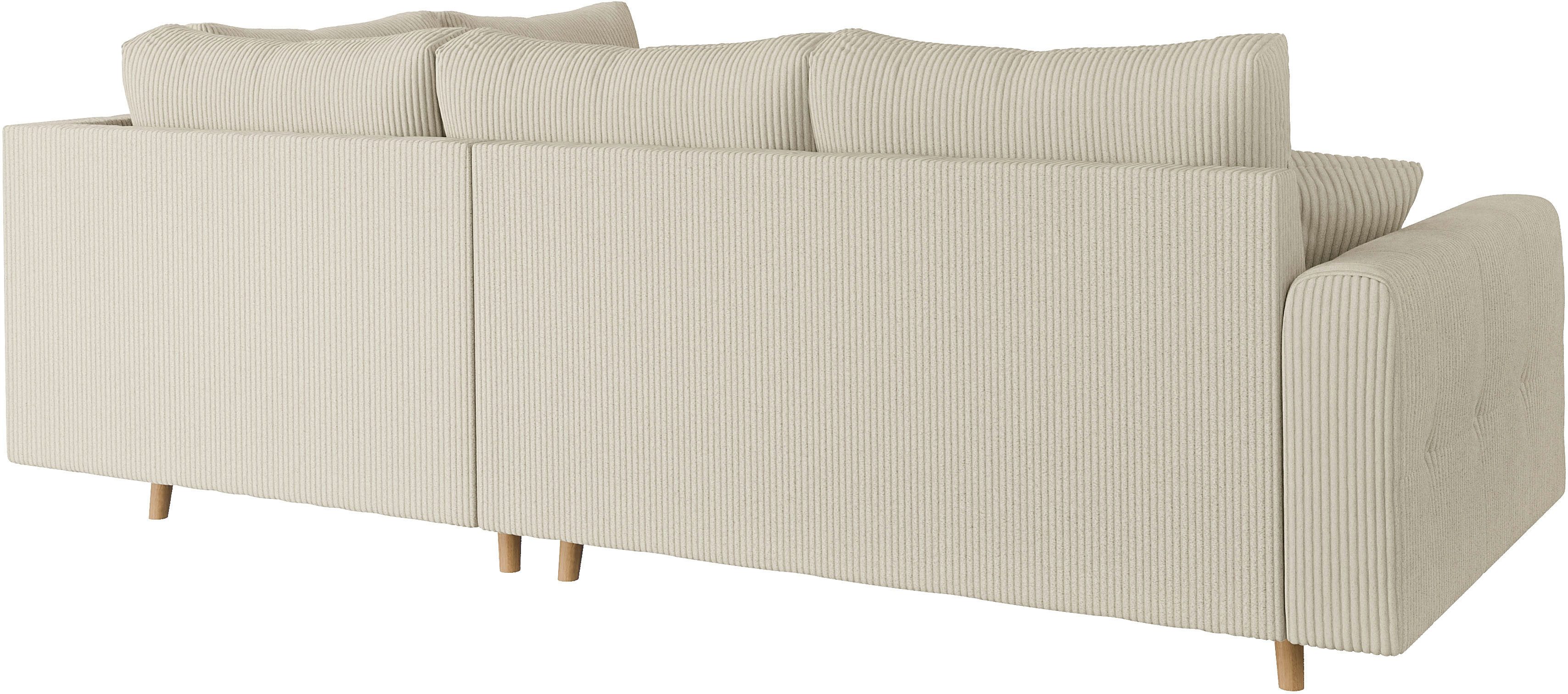 Home affaire Hoekbank CHARRE L-vorm met ottomane, afmetingen B/D/H: 231/161/81 cm fijne stiksels, losse rug- en sierkussens, ook in cord en bouclé