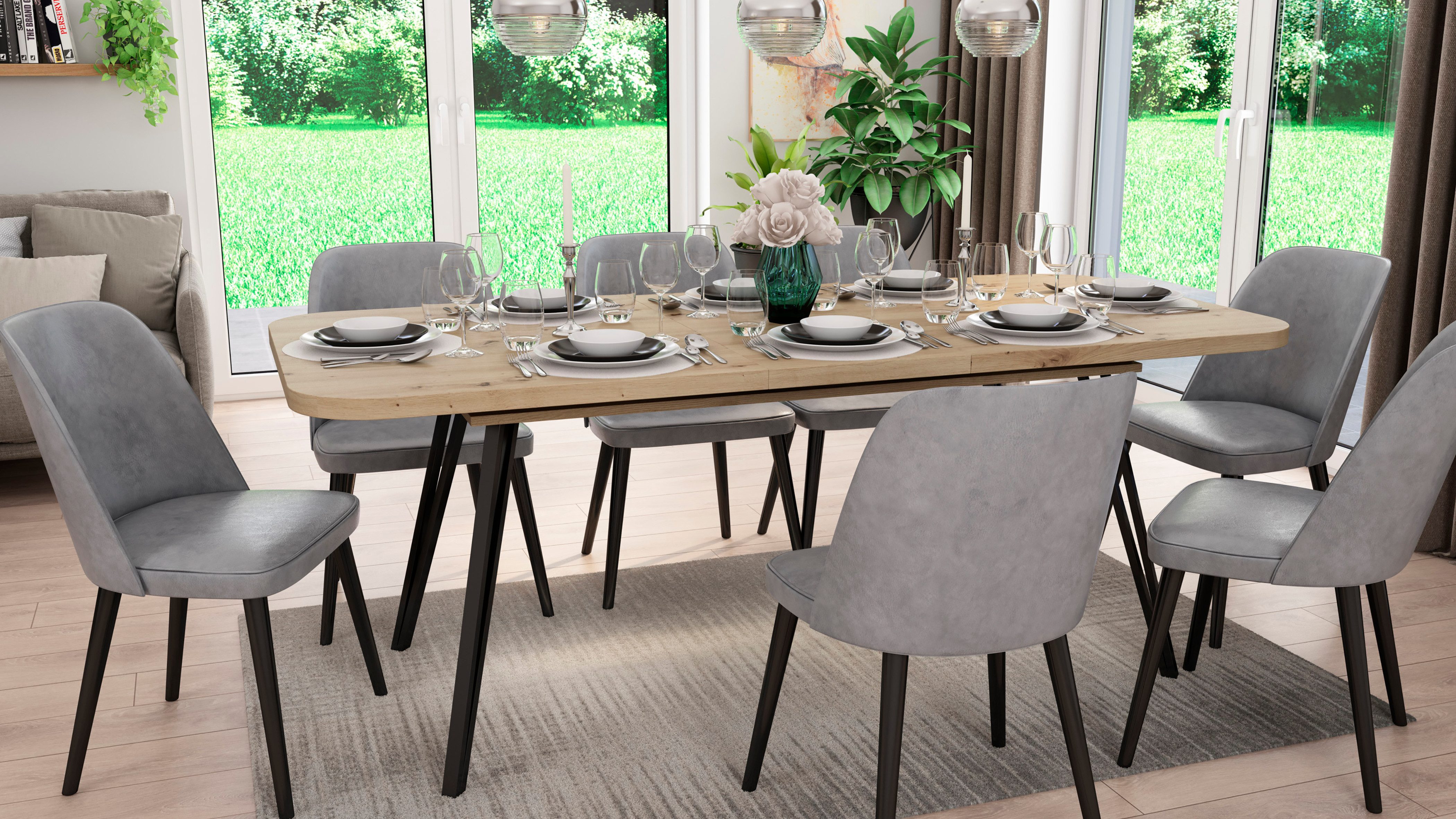 byLIVING Coulissetafel LIFE met synchronisatie-uitvoering, uitschuifbaar van 160 naar 240 cm, artisan eik (1 stuk)