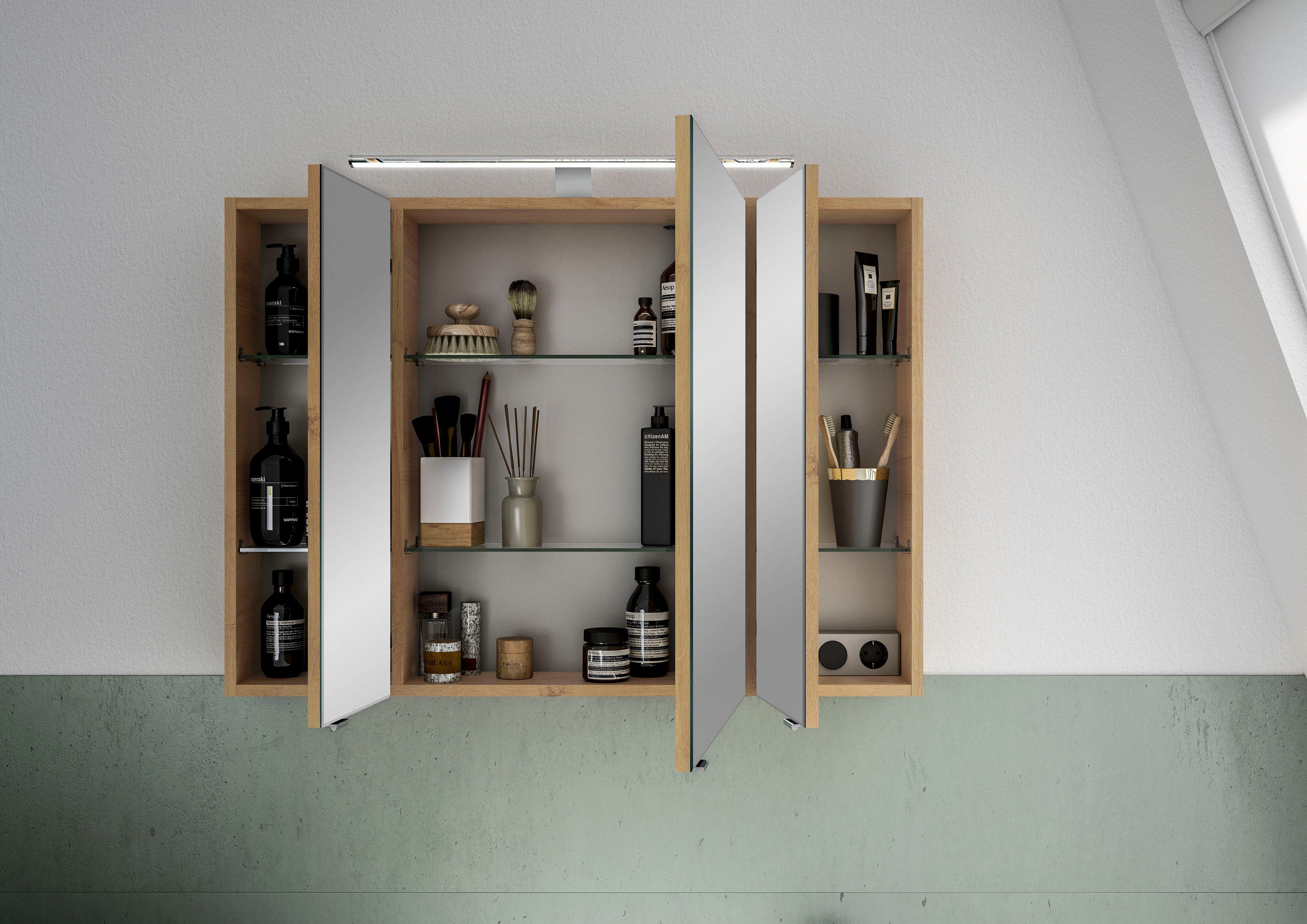 Saphir Spiegelkast 6005 Sprint badkamermeubel, 3 spiegeldeuren, 6 legplanken, 98 cm breed