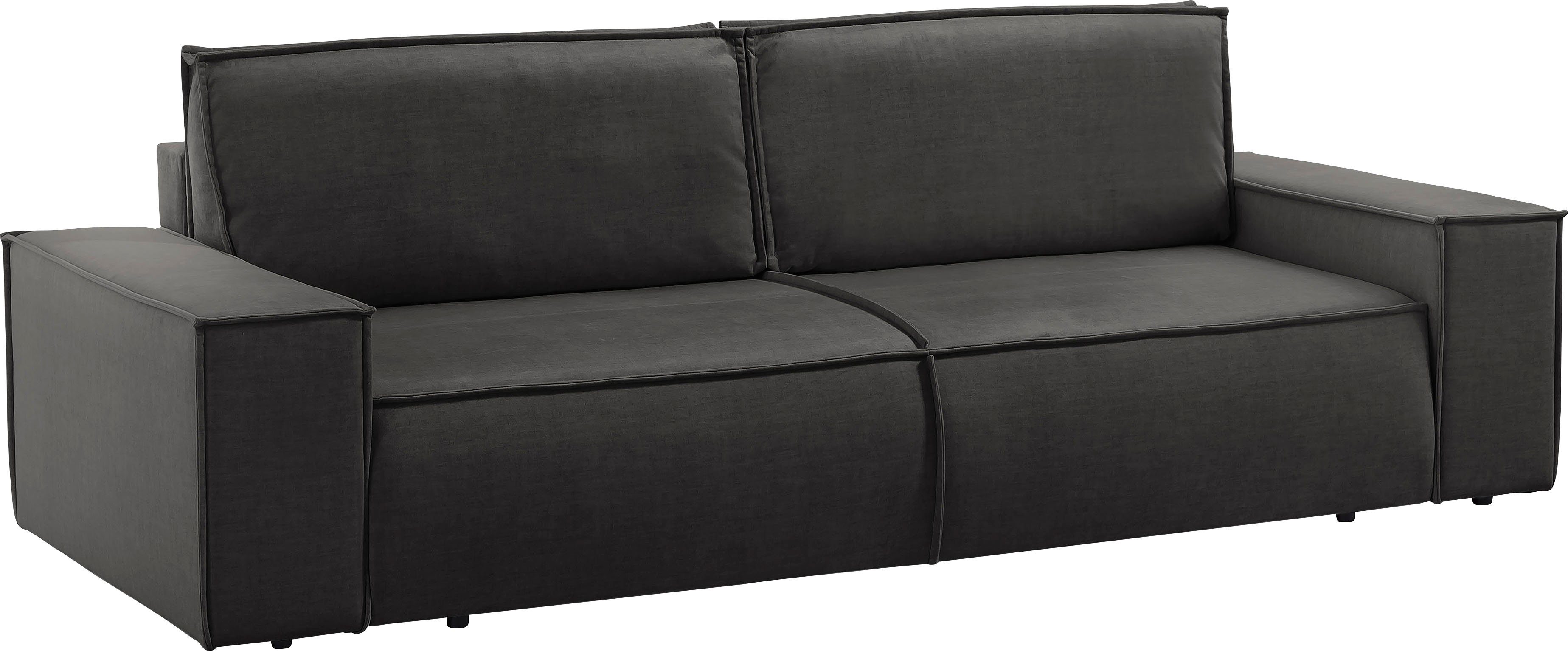 Home affaire 3-zitsbank SHERWOOD slaapbank (257 cm) ribfluweel, velours, vintage lederlook