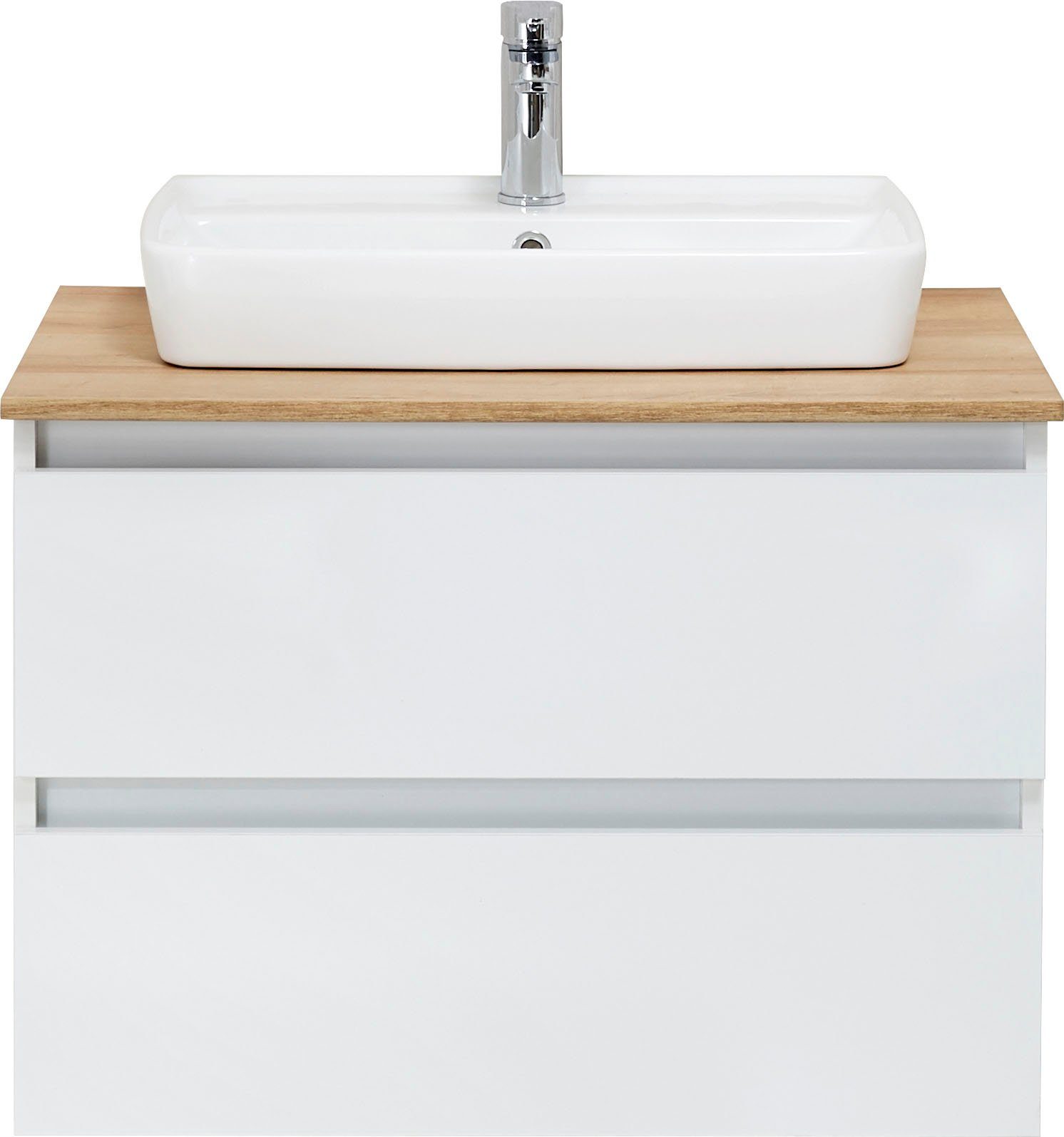 Saphir Wastafelonderkast Quickset wastafel met keramische opzetwasbak, wandbevestiging
