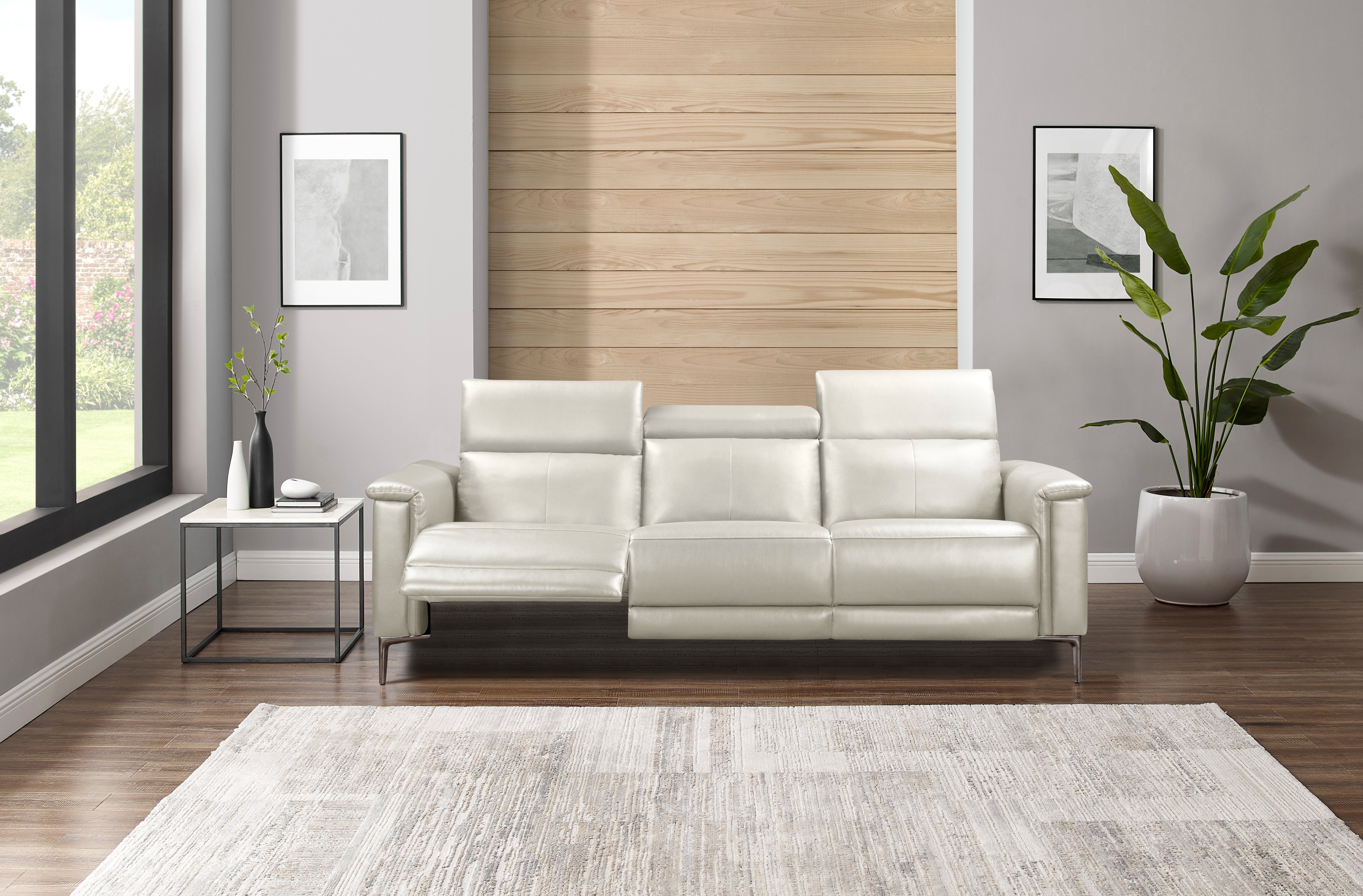 Home affaire 3-zitsbank Lund, met handmatige en elektrische relaxfunctie in 2 zittingen (links en rechts), usb-a, echt leer, kunstleer, geweven stof,