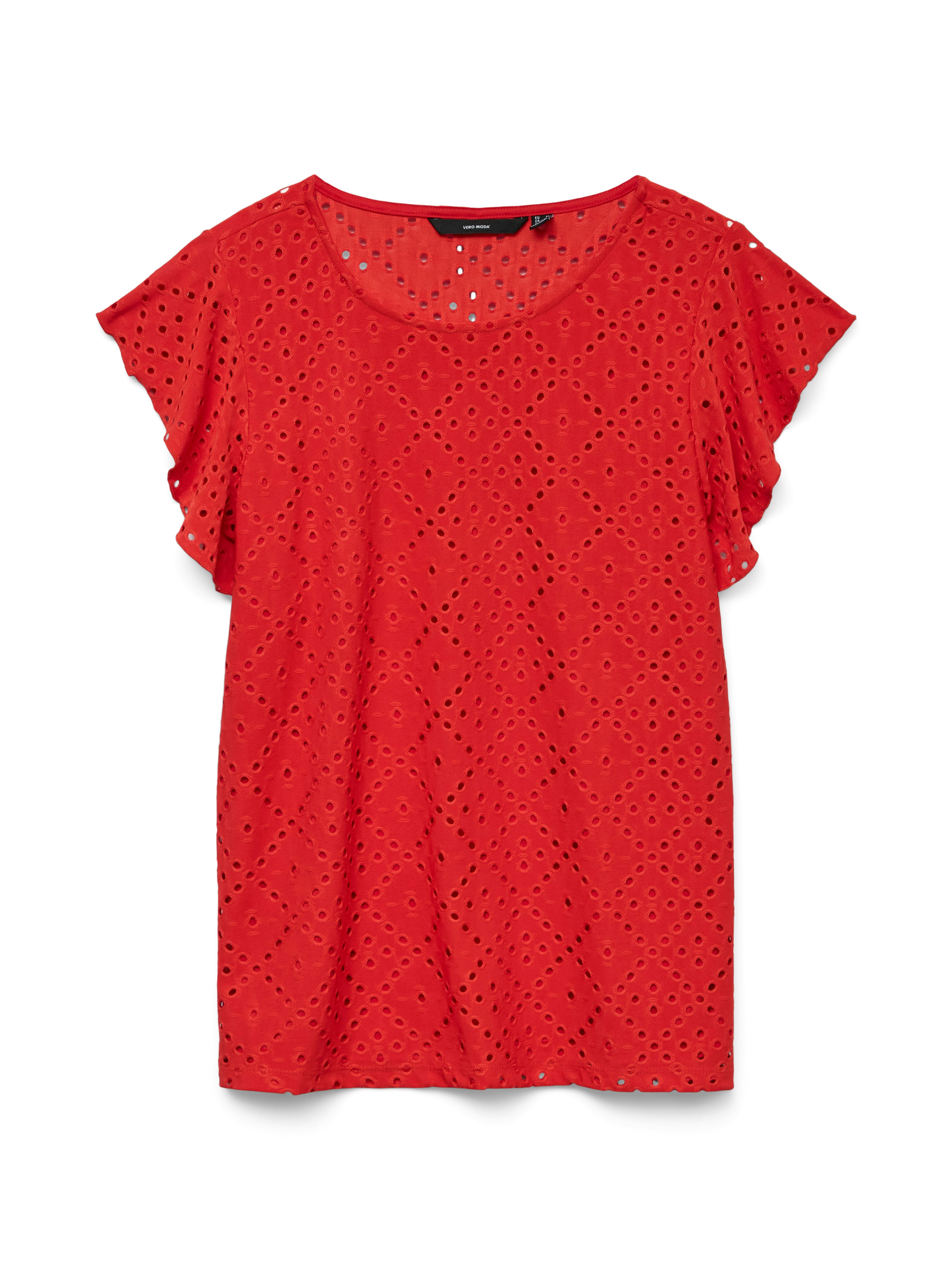 Vero Moda Shirt met ronde hals VMTASSA SL FRILL TOP NOOS