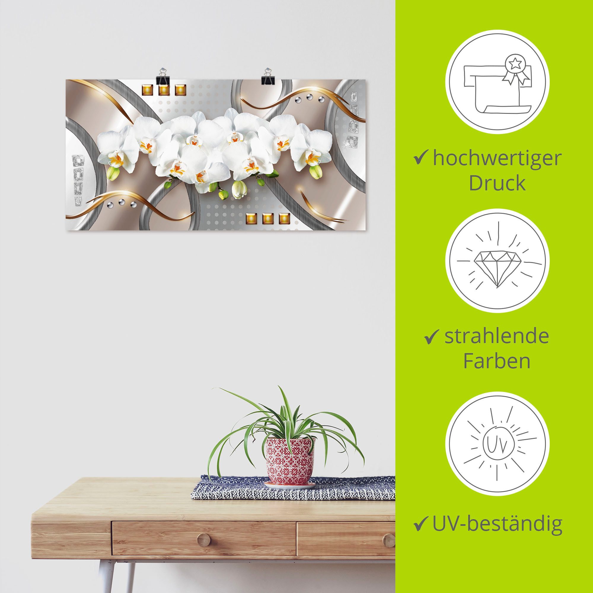 Artland Artprint Orchideeën met elementen als artprint op linnen, poster in verschillende formaten maten