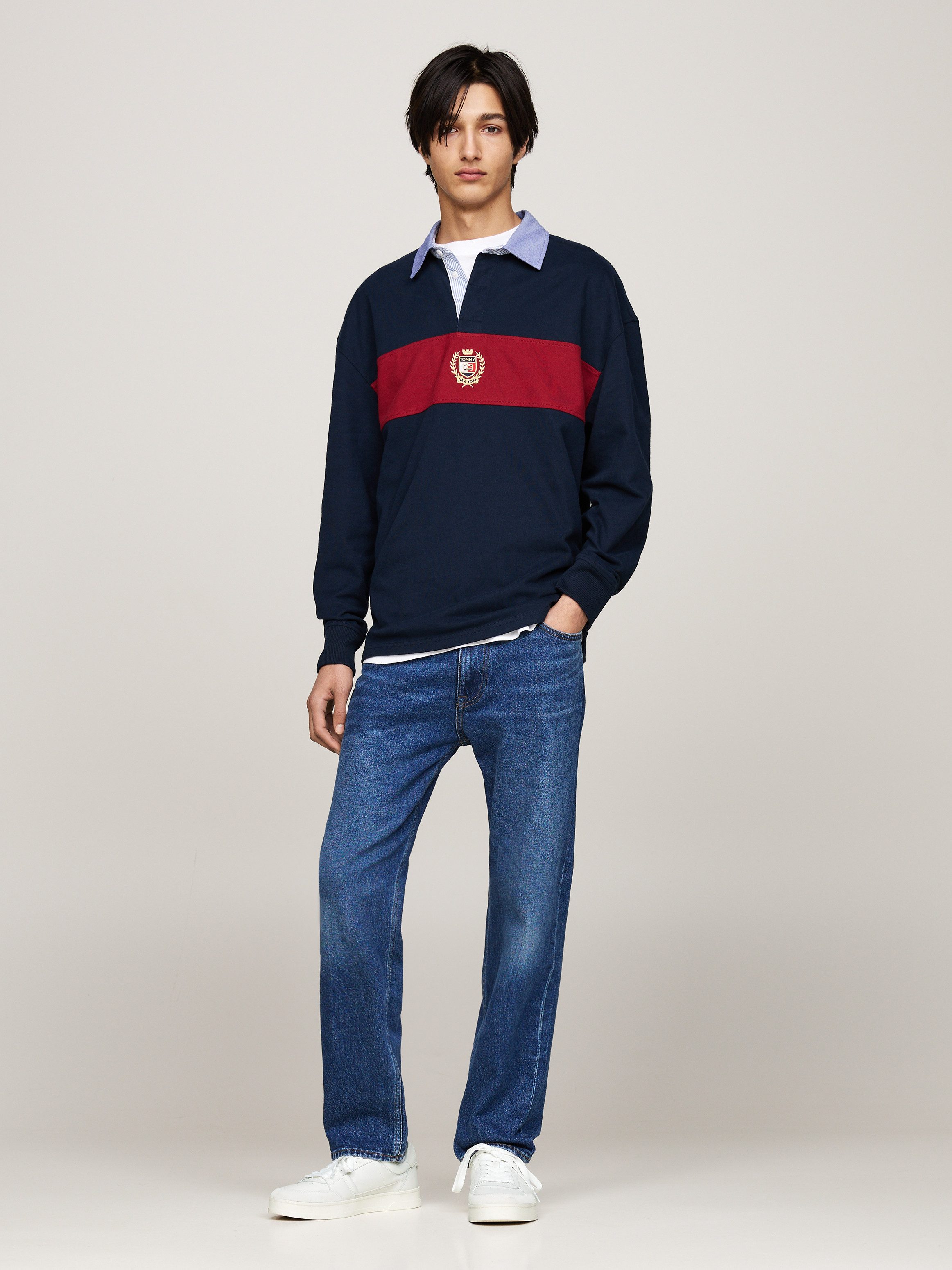 TOMMY JEANS Plateausneakers THE GREENWICH MIX MEDIA , vrijetijdsschoen, veterschoen, lage schoen met logovlag