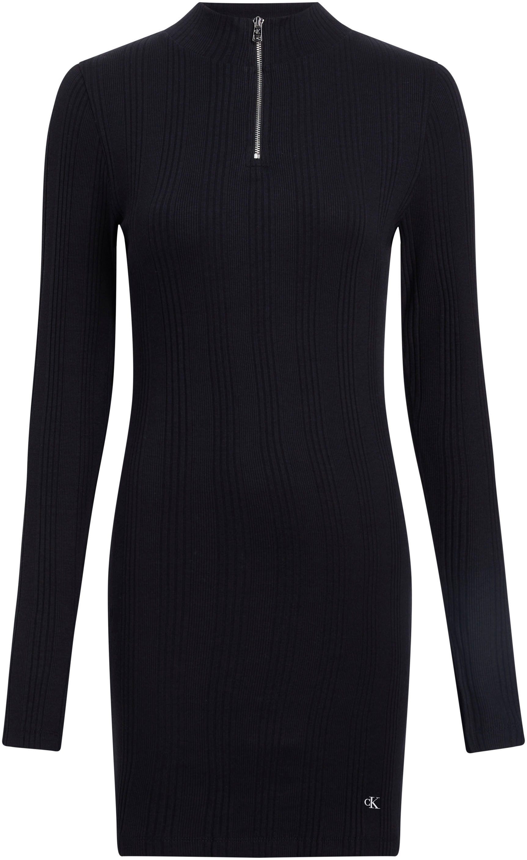 Calvin Klein Sweatjurk VARIEGTAED RIB HALF ZIP LS DRESS