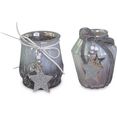 riffelmacher  weinberger windlicht van glas, met kralen en sterdecoratie (set, 2 stuks) grijs